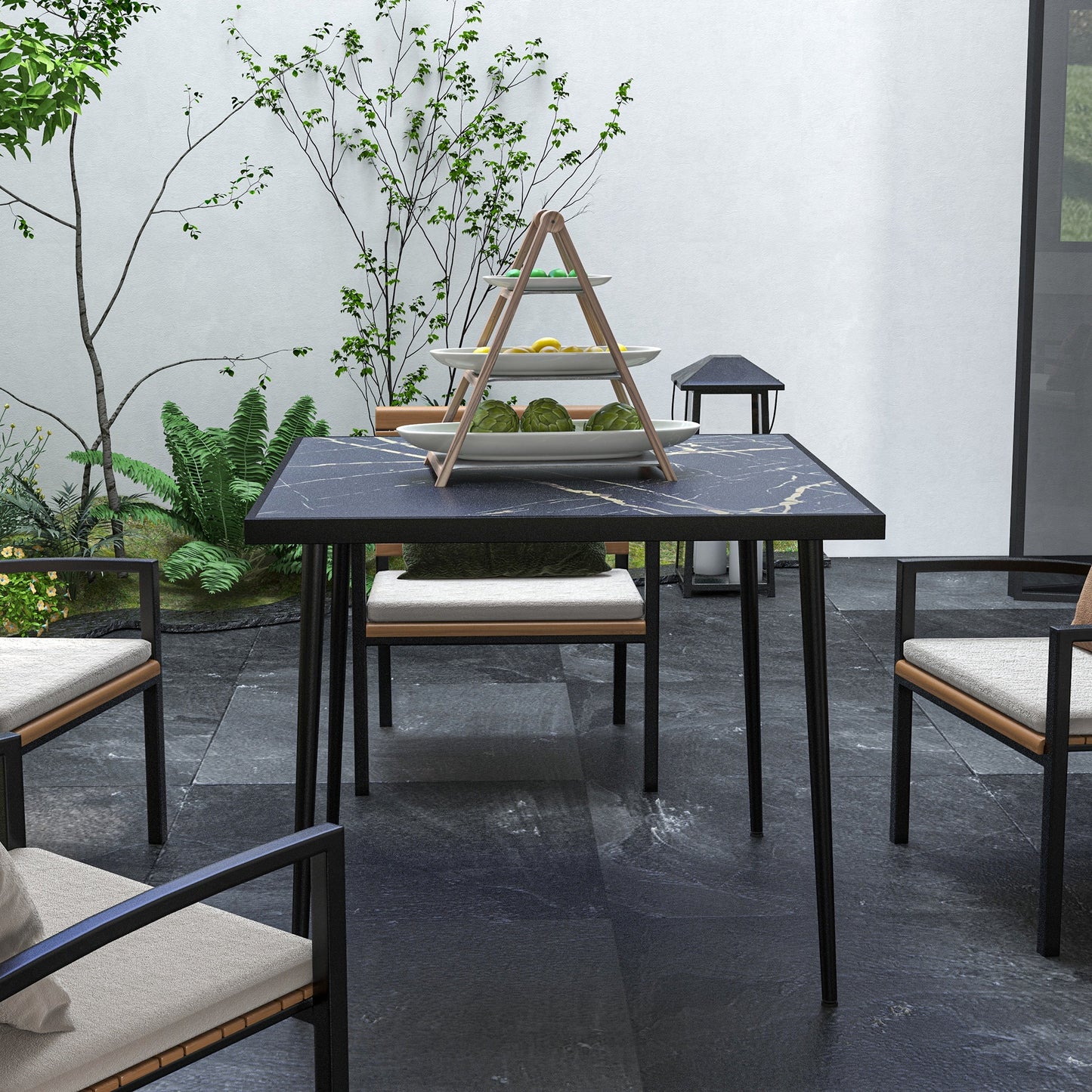 Square Garden Table, Outdoor Dining Table for 4
