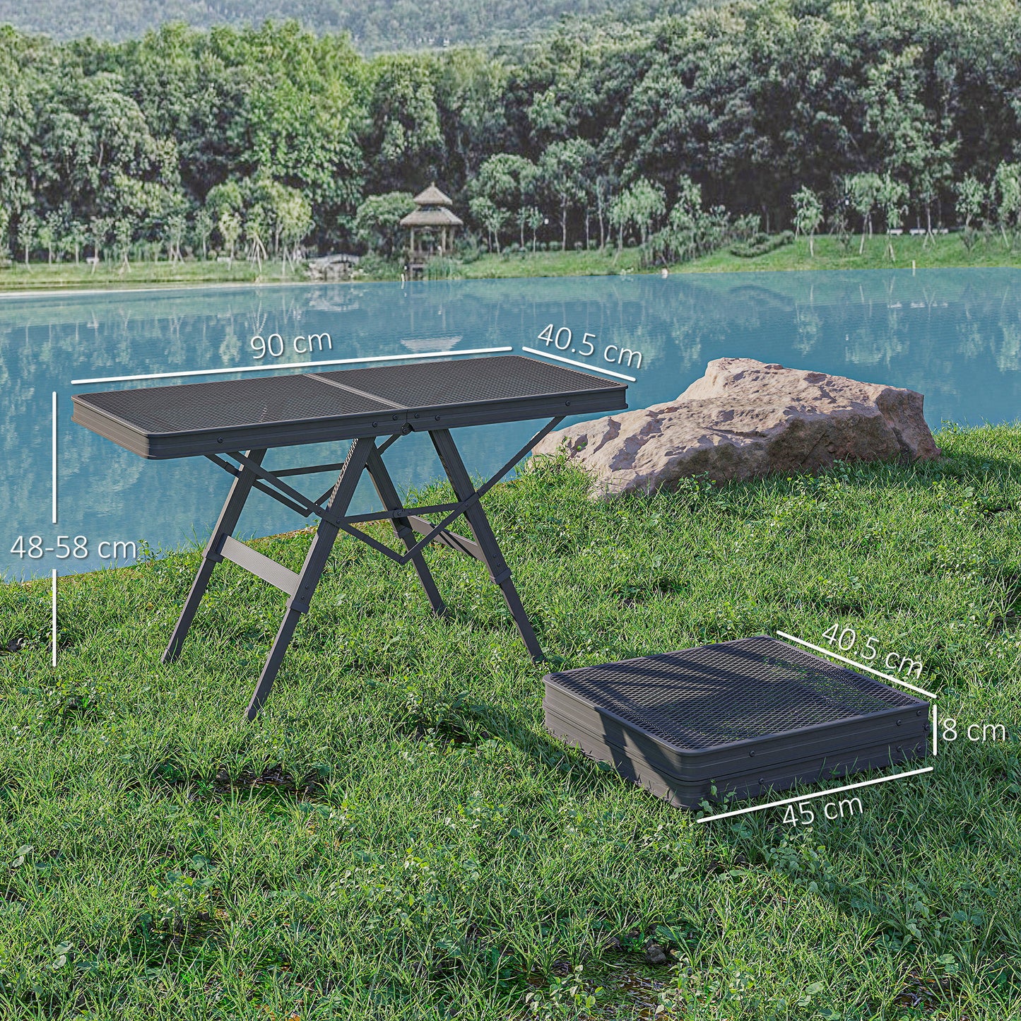 3 ft Folding Camping Table w/ Adjustable Heights