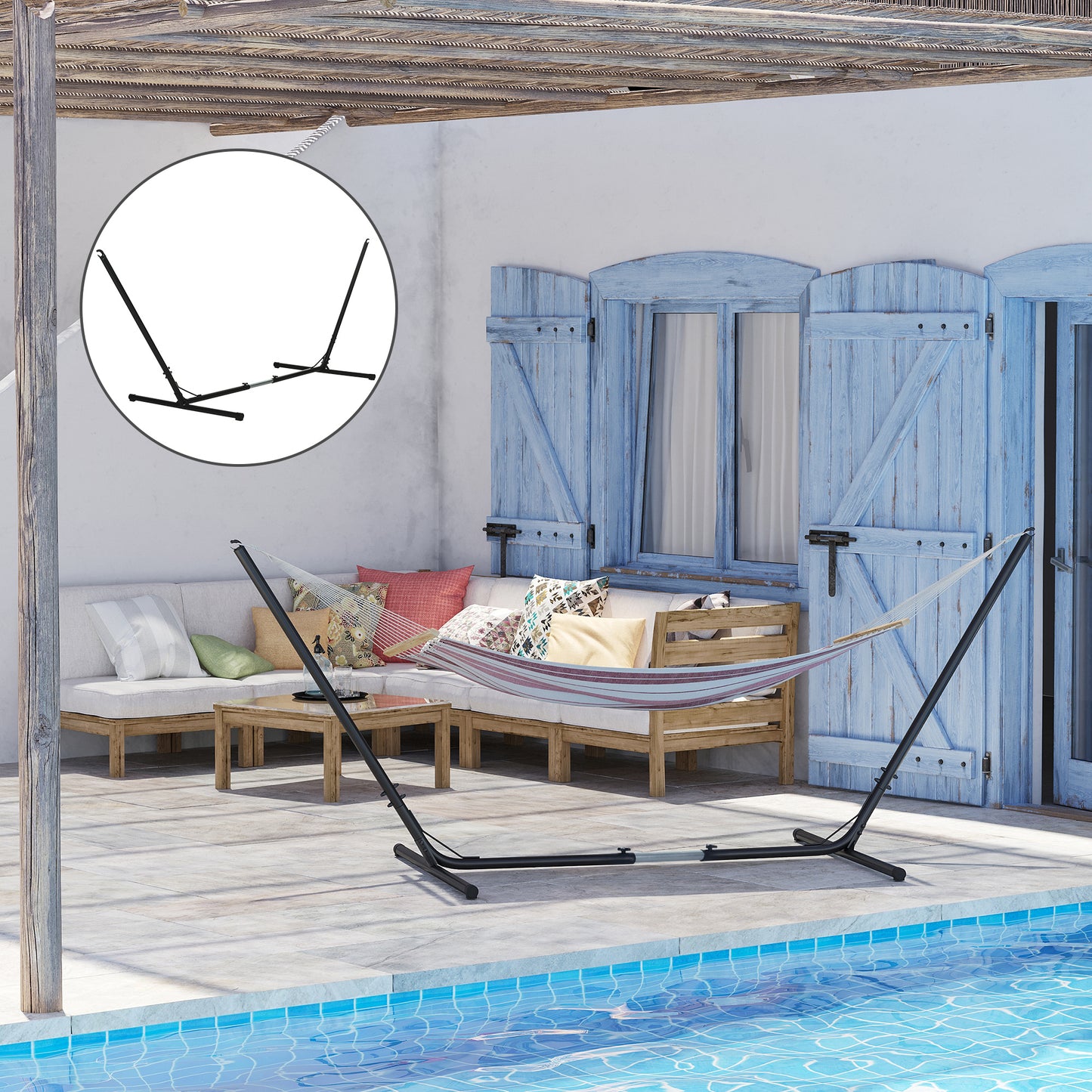 3.1–3.8m Adjustable Universal Hammock Stand Metal Frame Garden