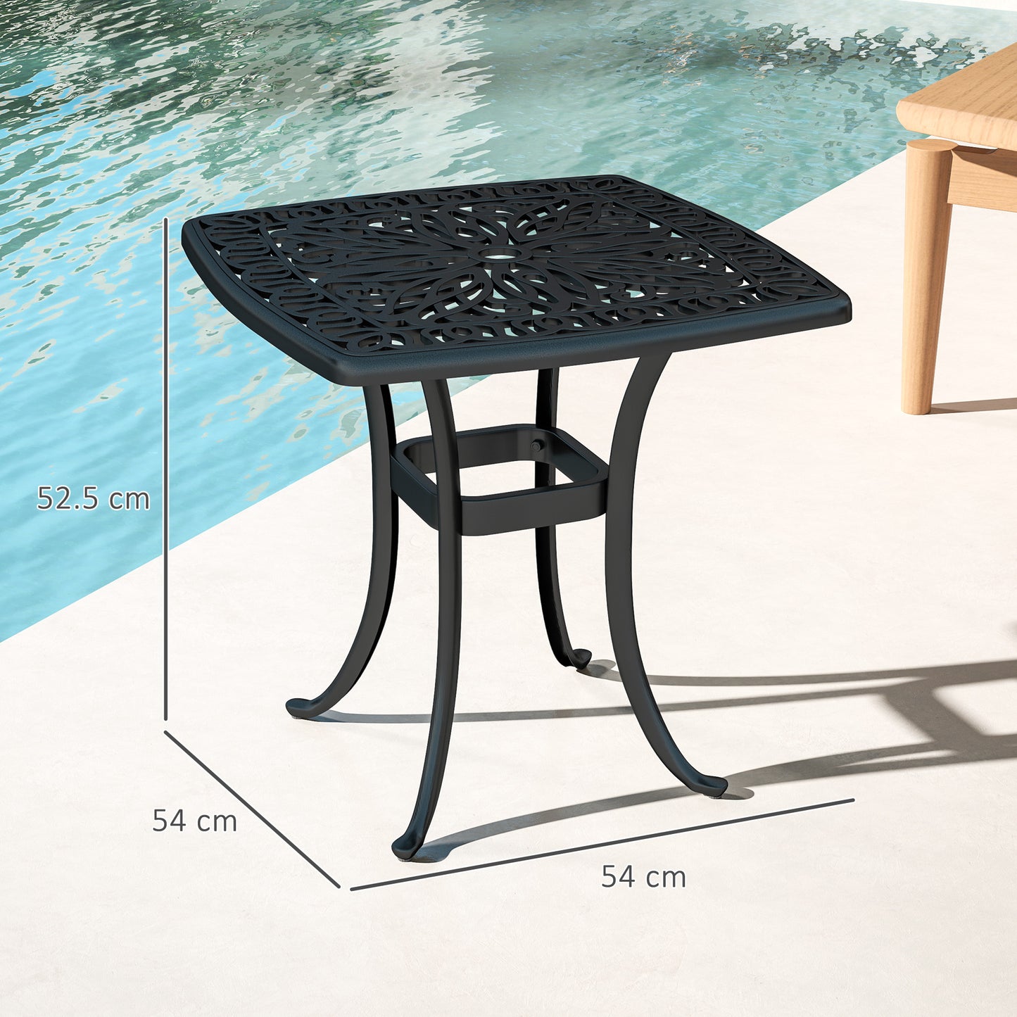 Outdoor Garden Table, Cast Aluminium Patio End Table (1)