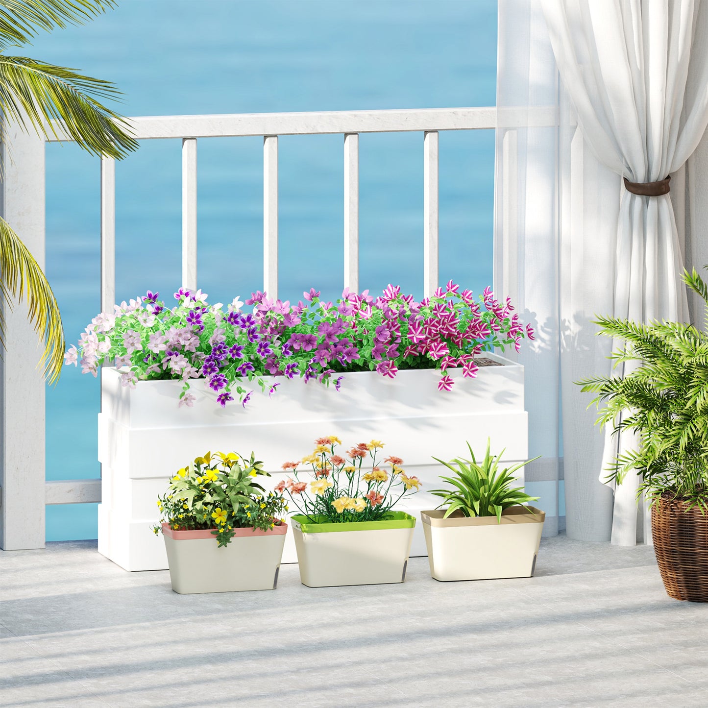Set of 3 Self Watering Plant Pots Outdoor