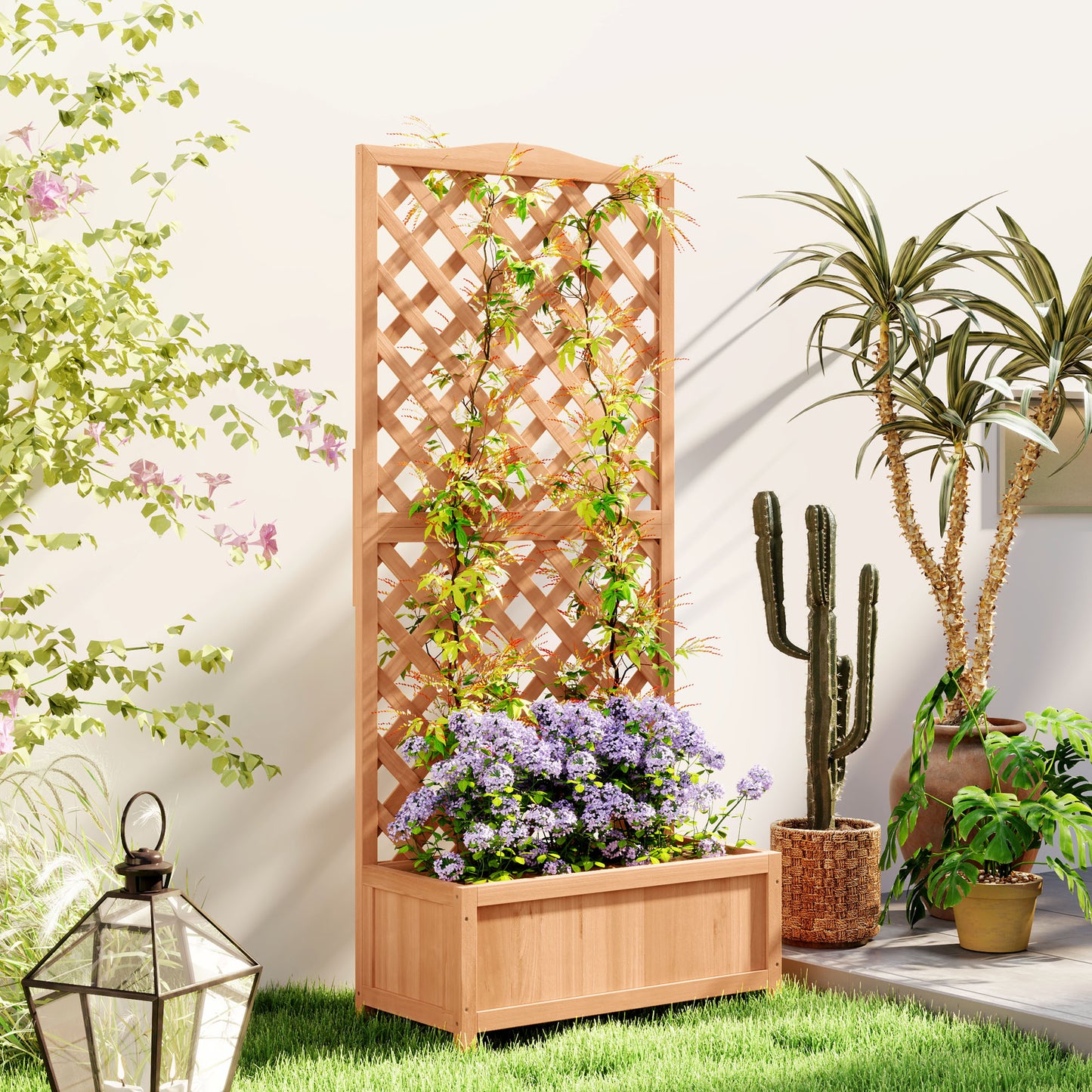 Wooden Planter with Trellis (1)