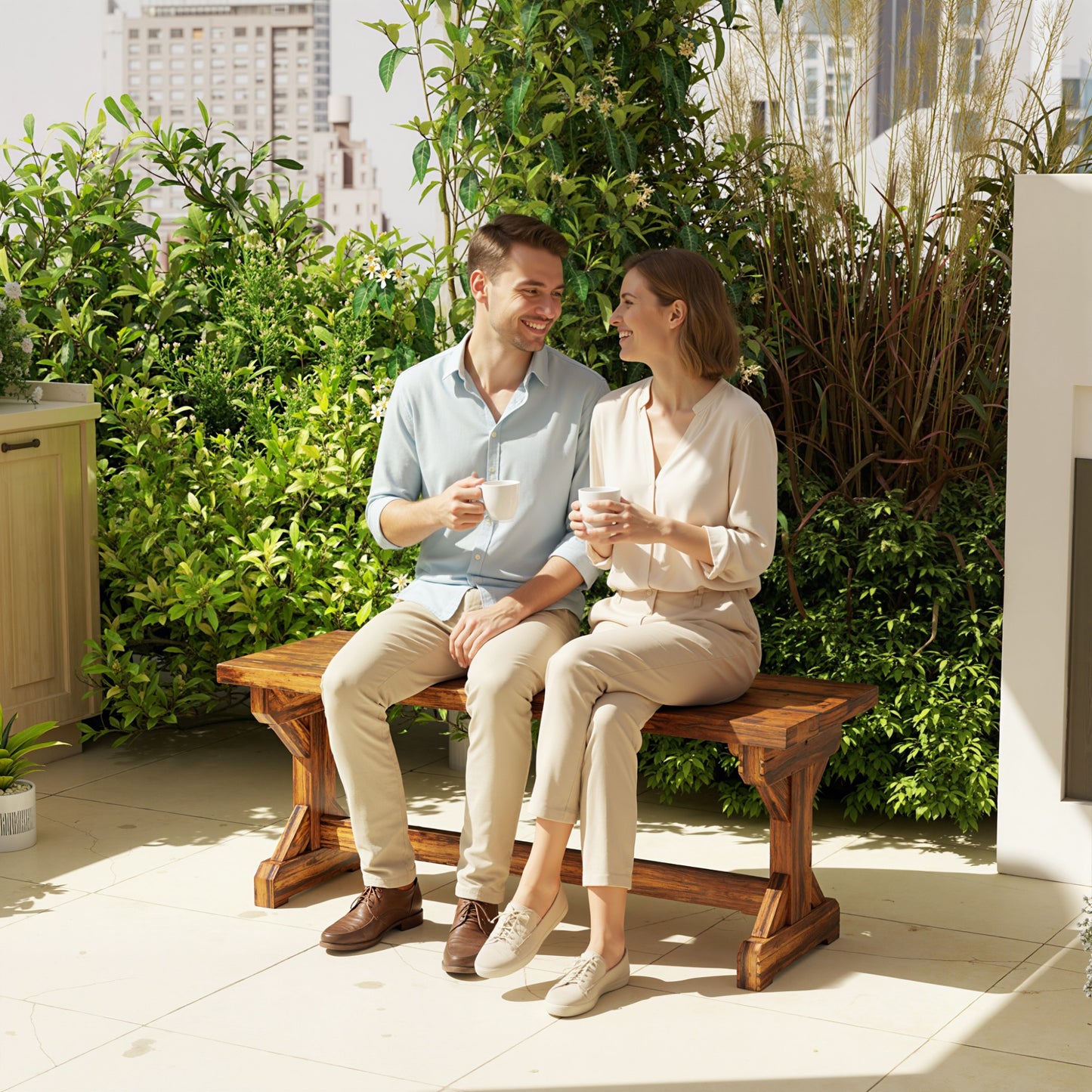 Rustic Wooden Garden Bench