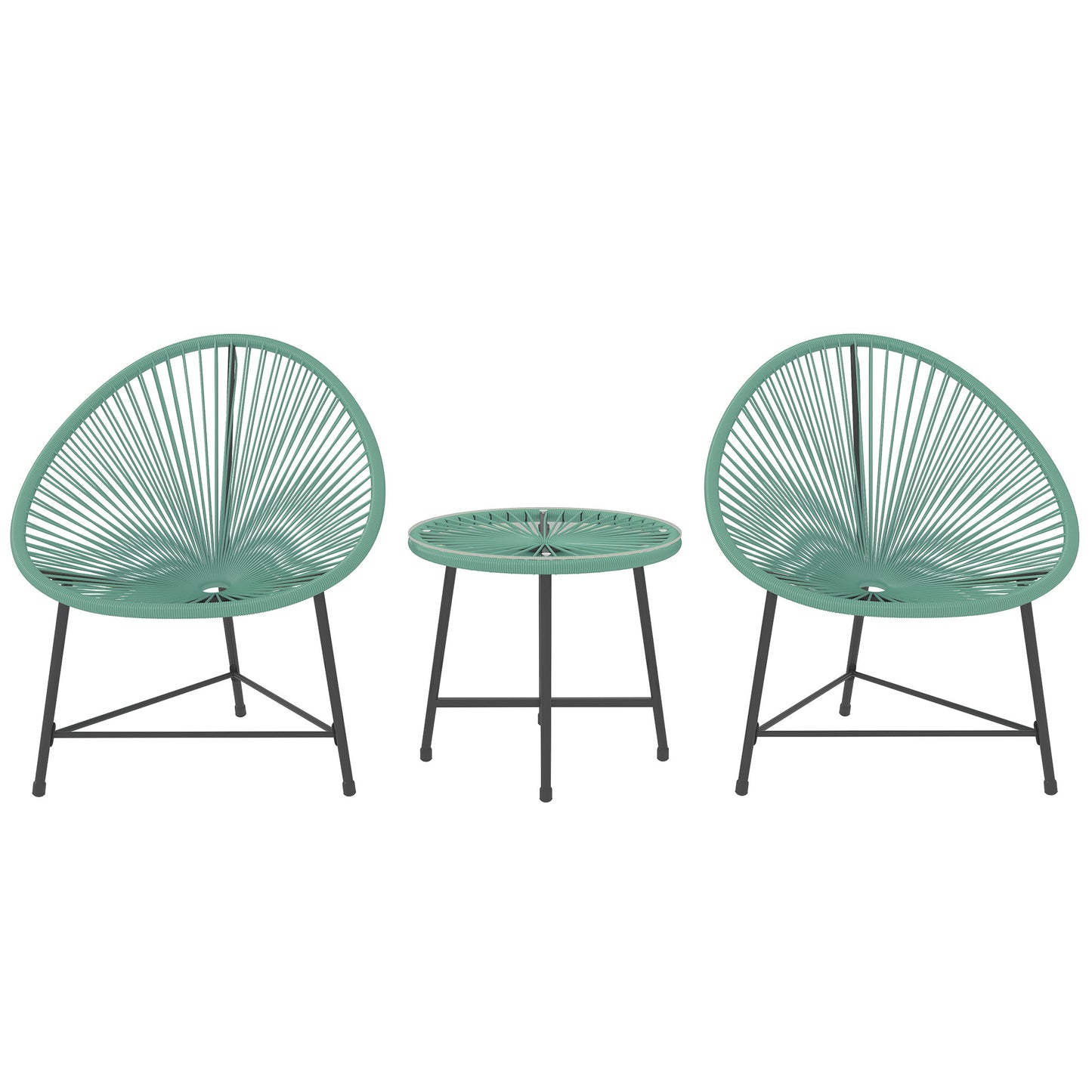 Rattan Bistro Set with Acapulco Chairs and Glass Table