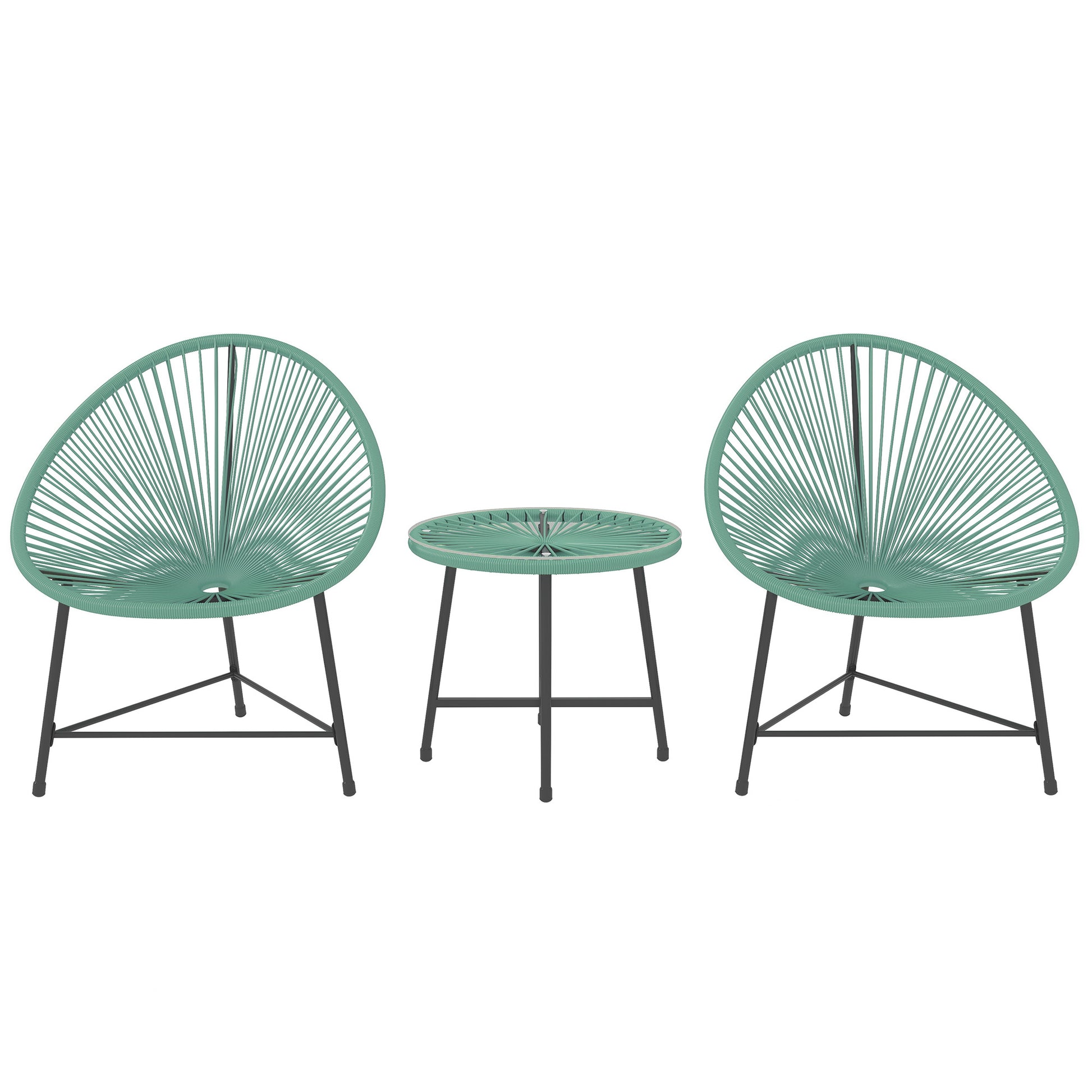 Rattan Bistro Set with Acapulco Chairs and Glass Table