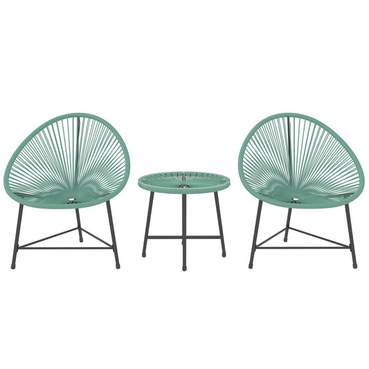 Rattan Bistro Set with Acapulco Chairs and Glass Table