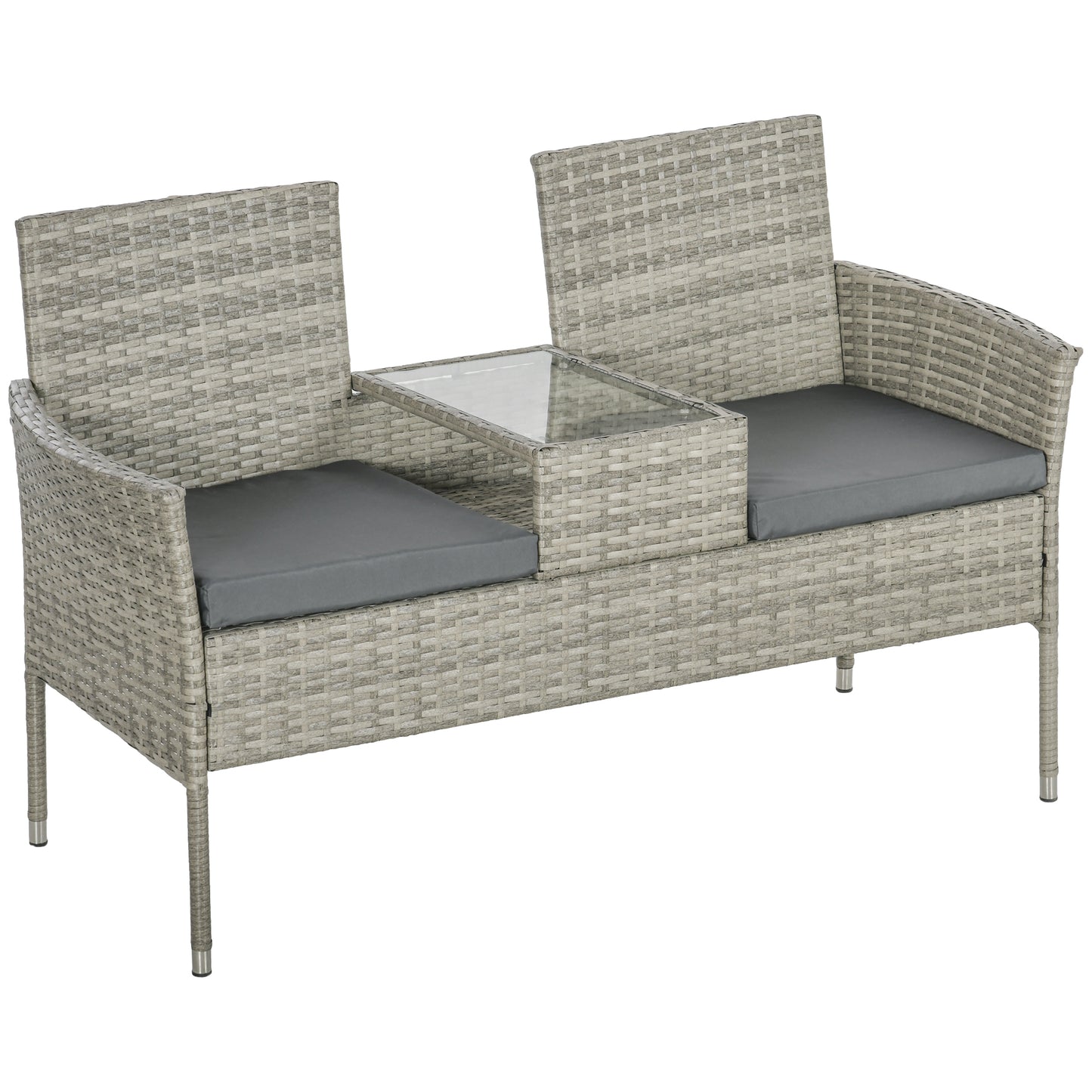 Two-Seat Rattan Chair, with Middle Table