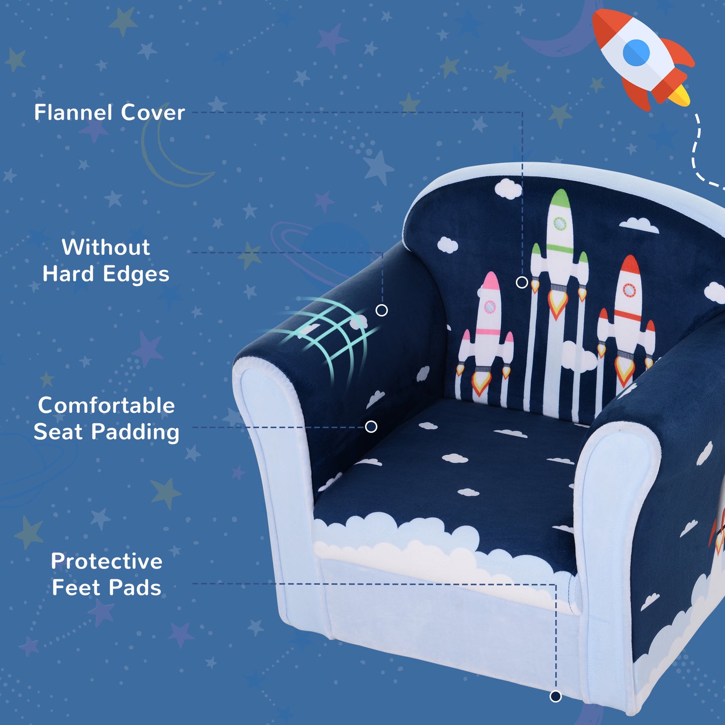 Children Chair Armchair Single Sofa, 50 x 39 x 44cm, for 18M+