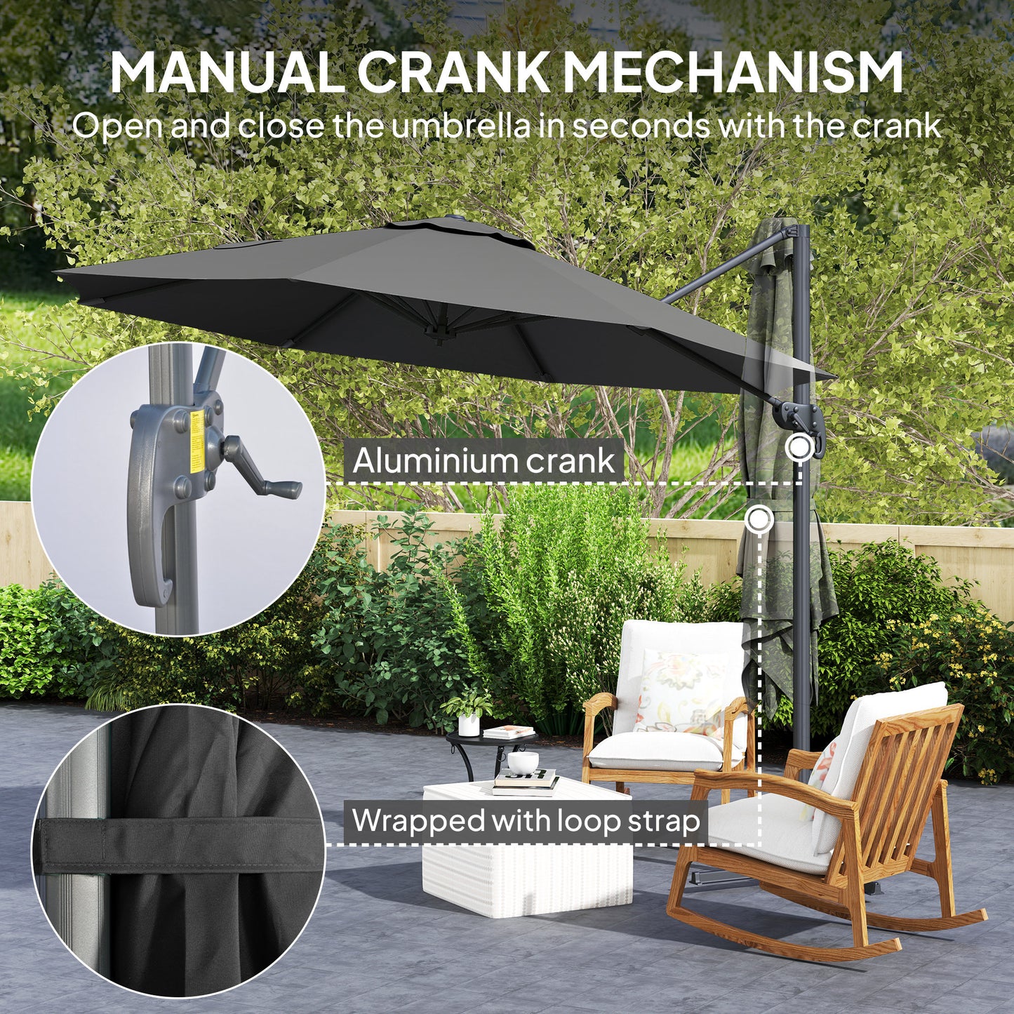 3 x 3m Overhanging Cantilever Parasol