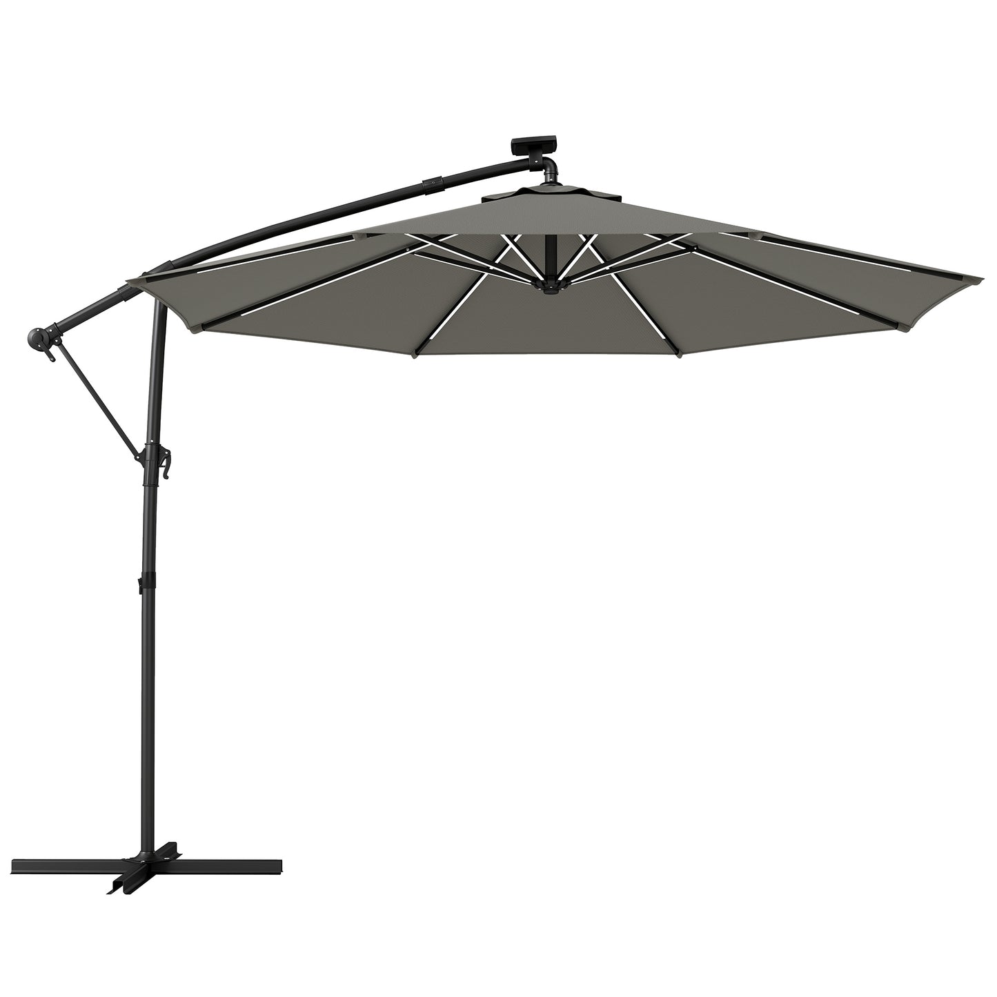 3 m Garden Cantilever Parasol with LED Solar Light