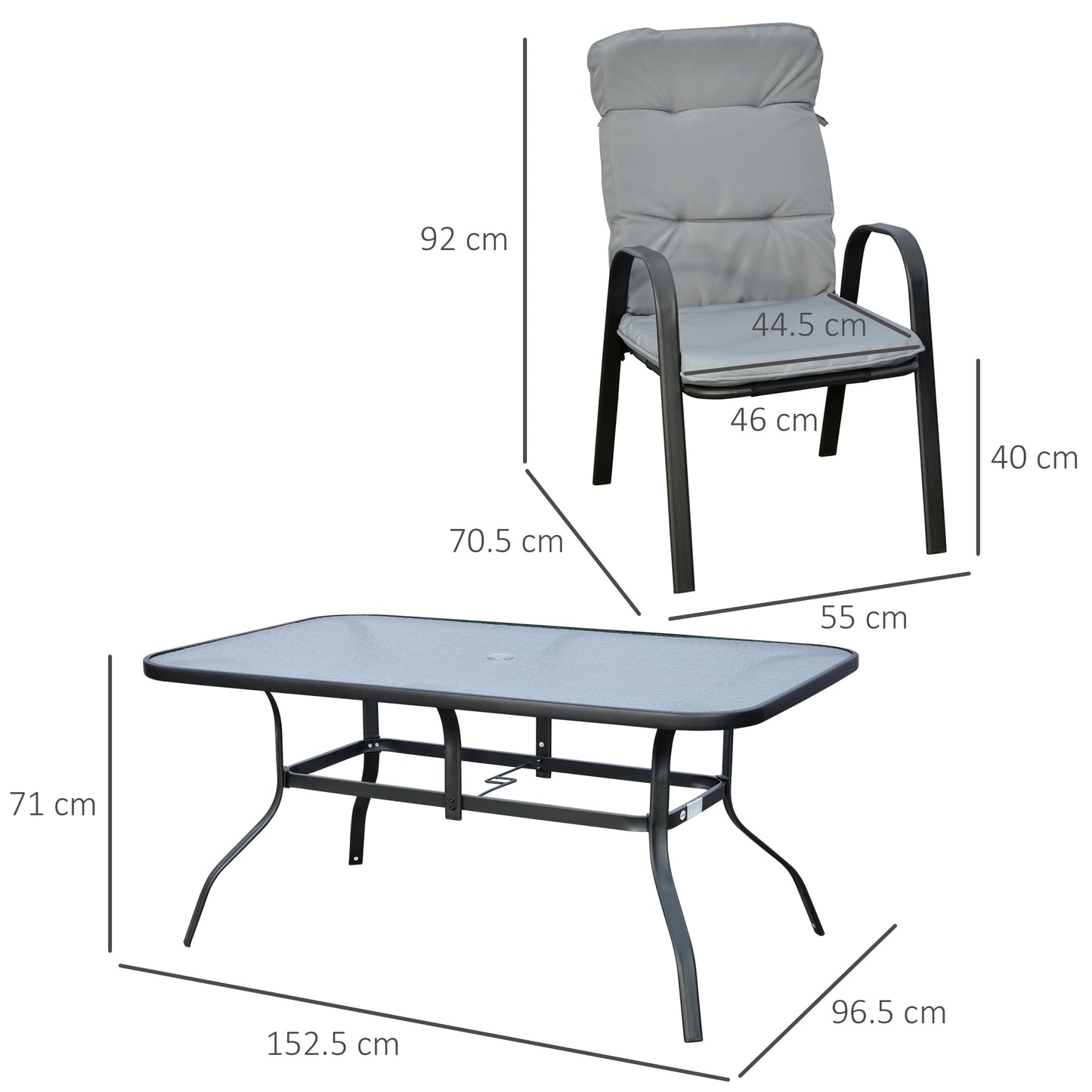 Seven-Piece Garden Dining Set with Cushions