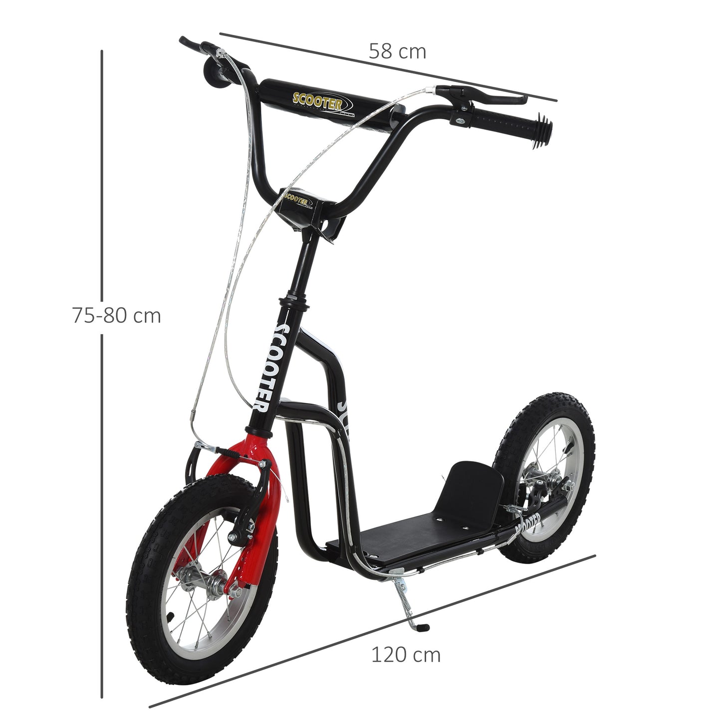 Teen Kick Scooter with Adjustable Handlebar, Inflatable Wheels