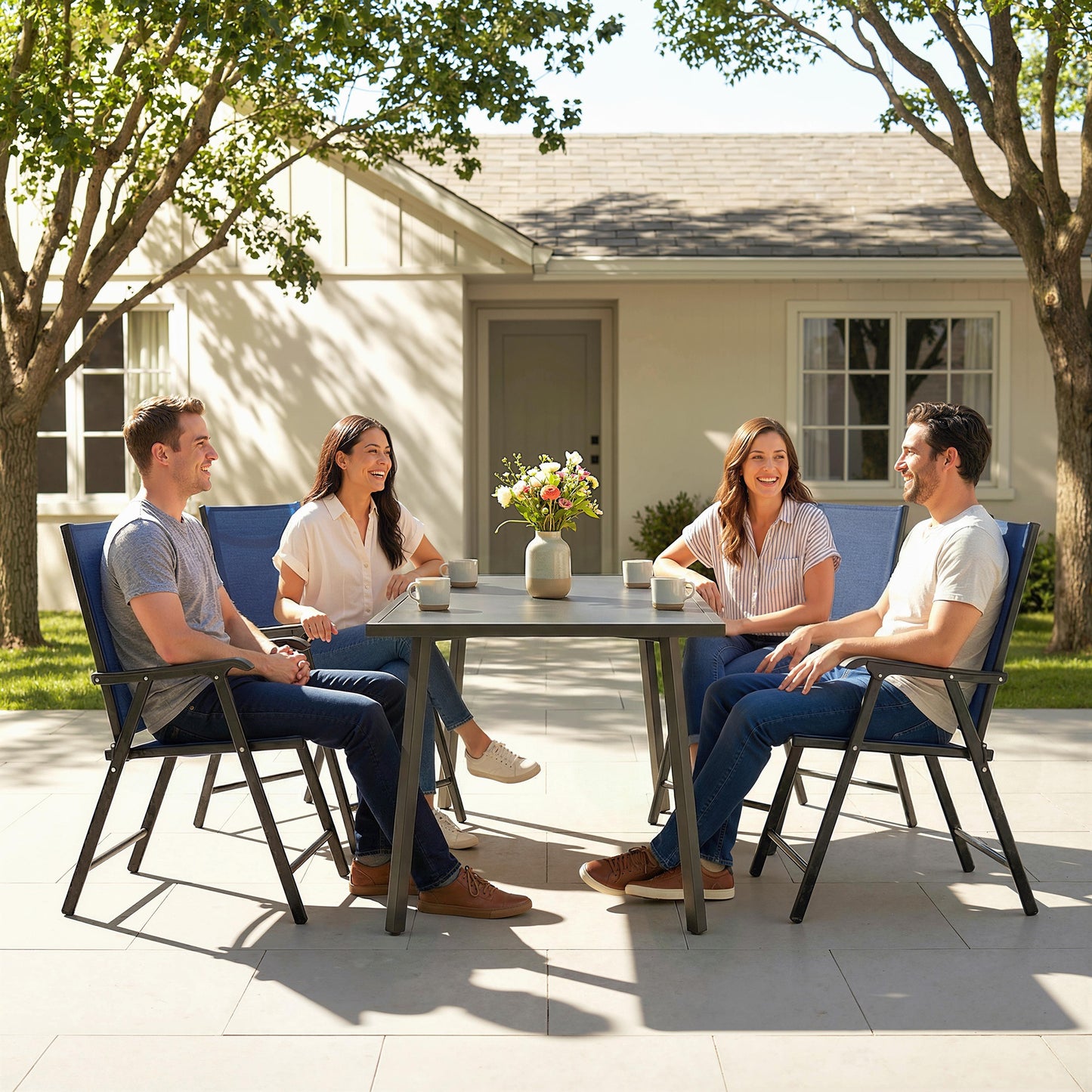 Folding Garden Chairs , Foldable Garden Dining Chairs with High Back