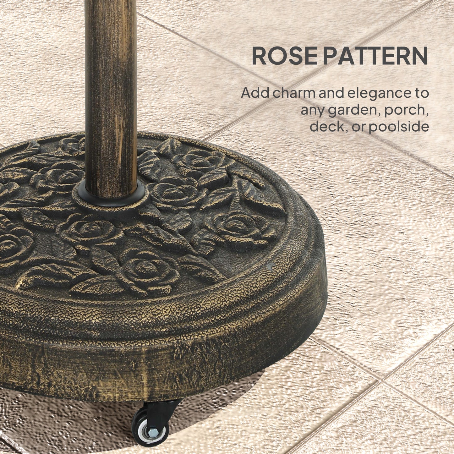 Parasol Base, Umbrella Base with Wheels Cast Iron Effect