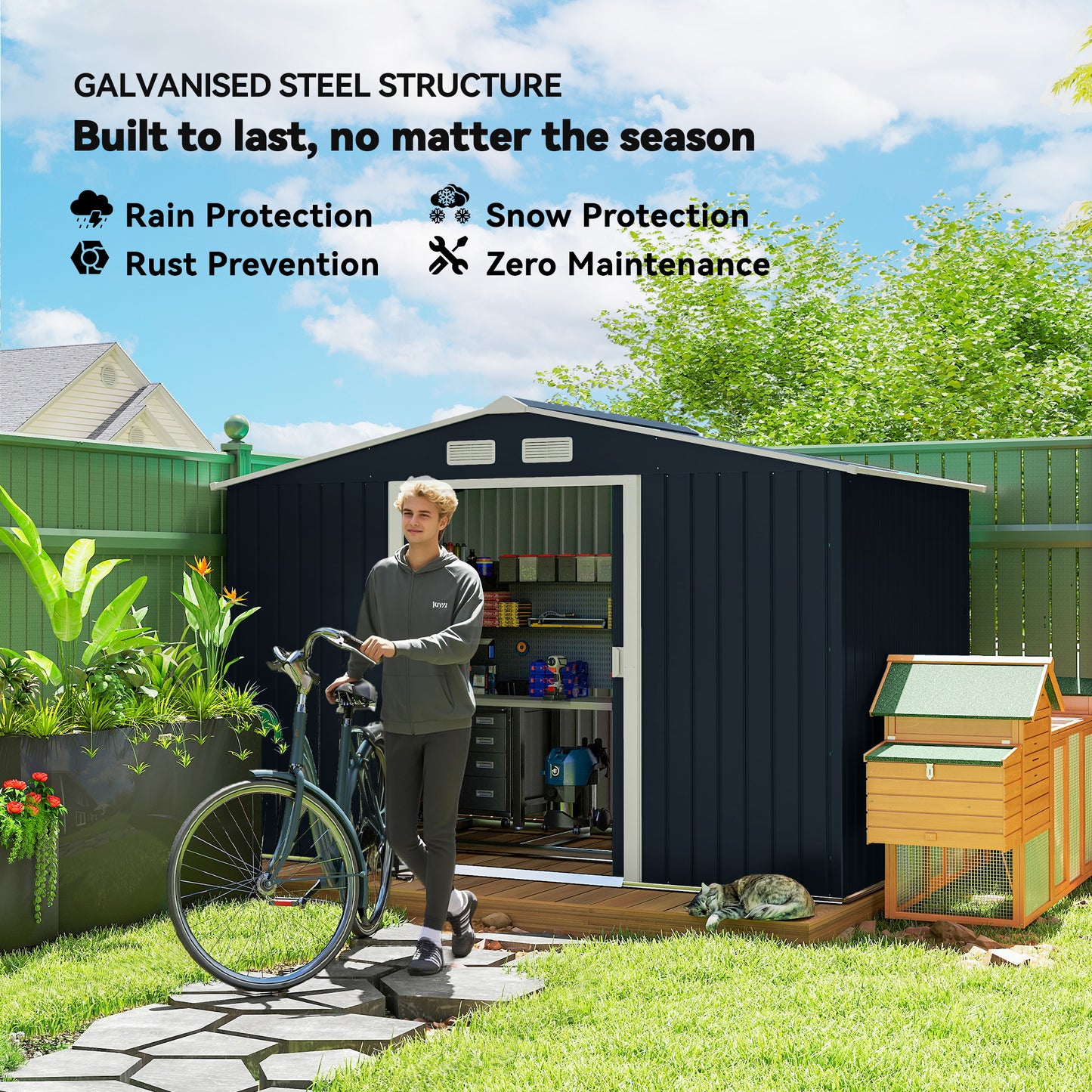 9 x 6ft Metal Bicycle Shed