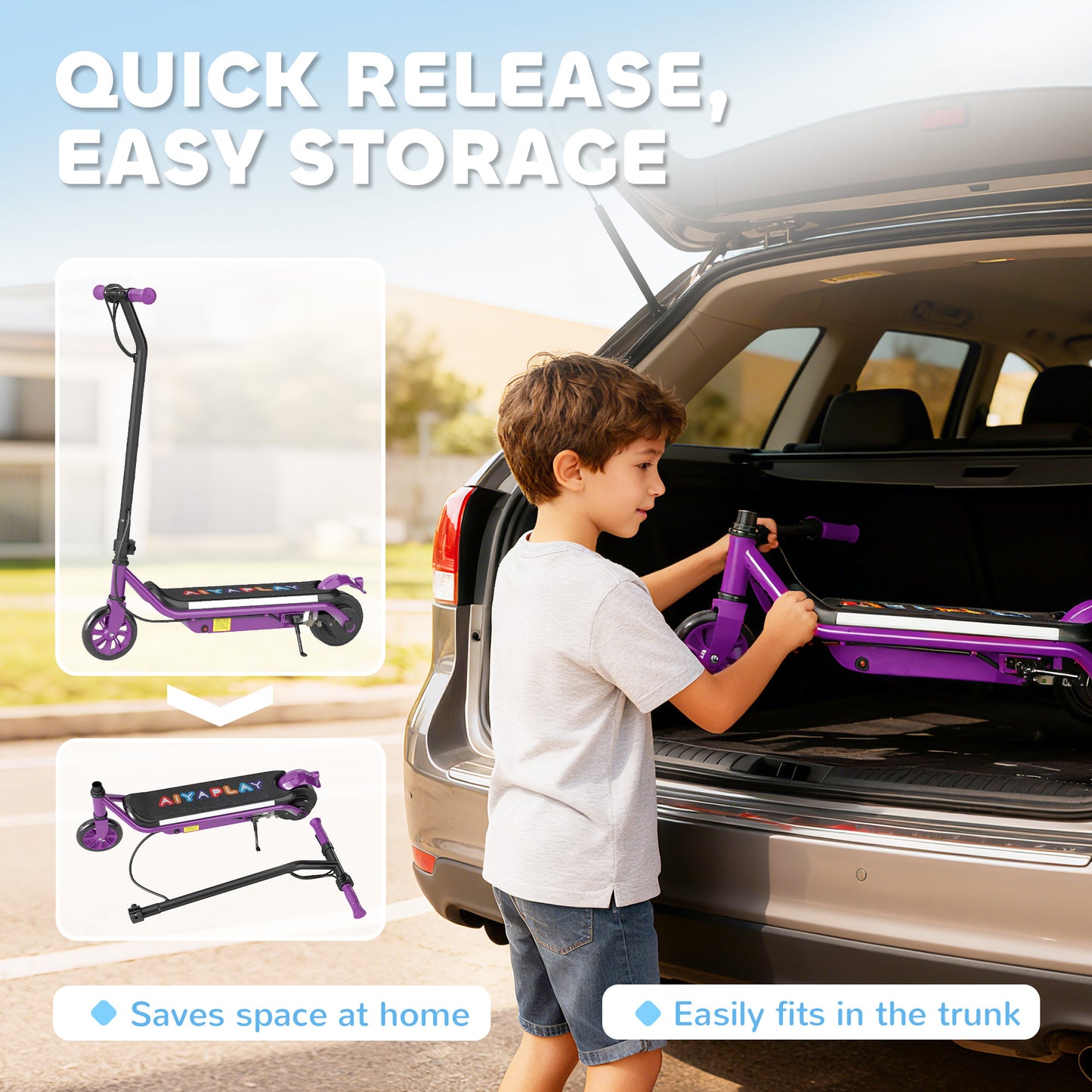 Electric Scooter for Kids Aged 6-14 Years, with Colourful Lights