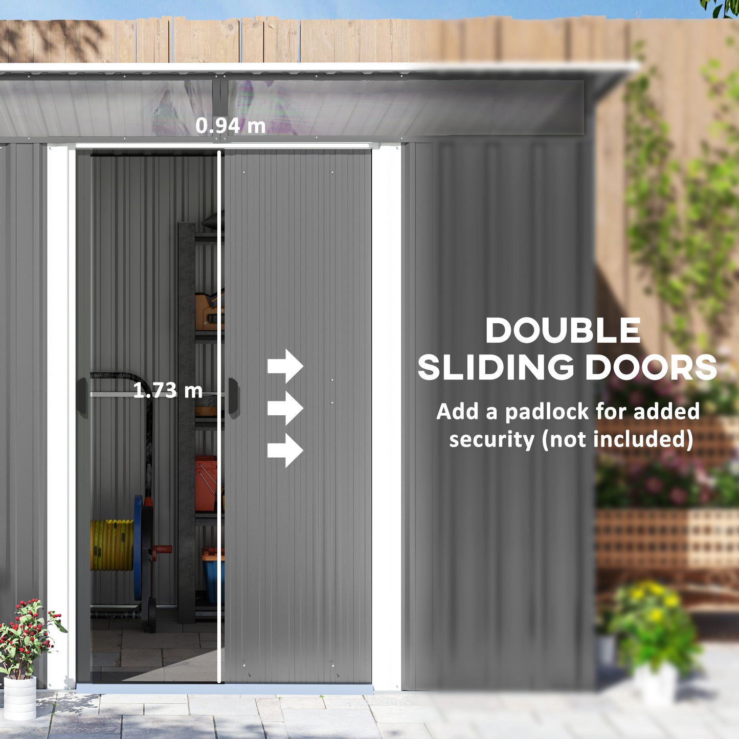 6x8 Metal Garden Shed, Sloped Roof Shed