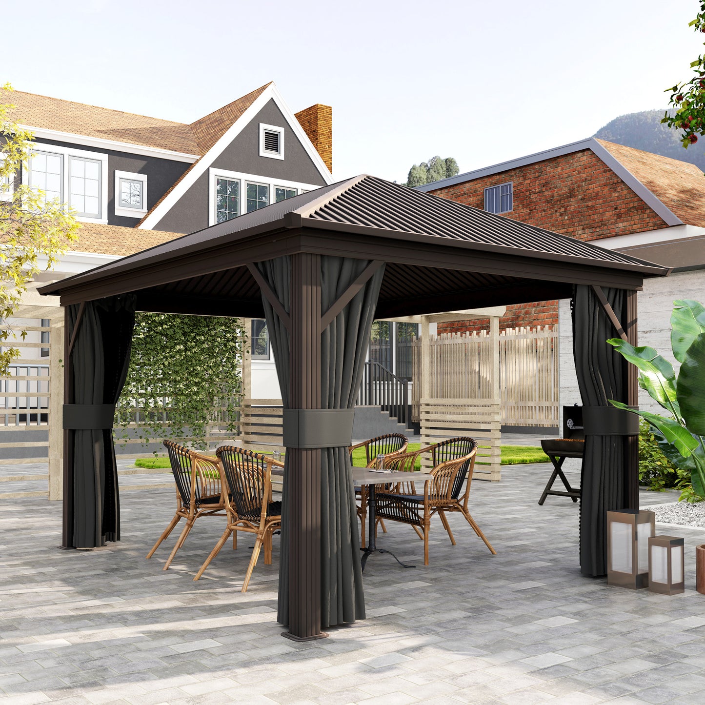 3.6 x 3 m Aluminium Hardtop Gazebo with Smart Drainage System