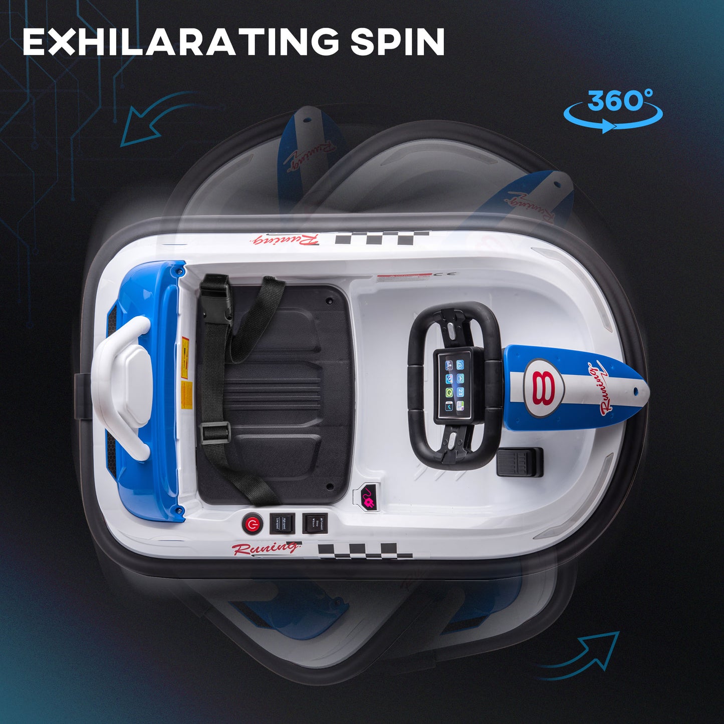 6V Electric Kids Bumper Car, 6V Spin Waltz Car, with Music, Horn