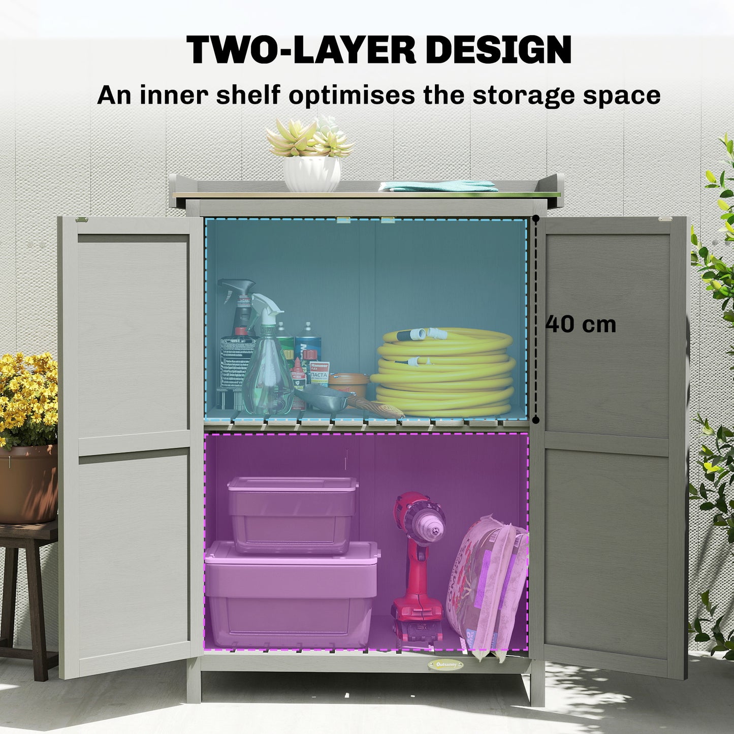 Wooden Garden Shed, Garden Tool Storage Shed with Shelf