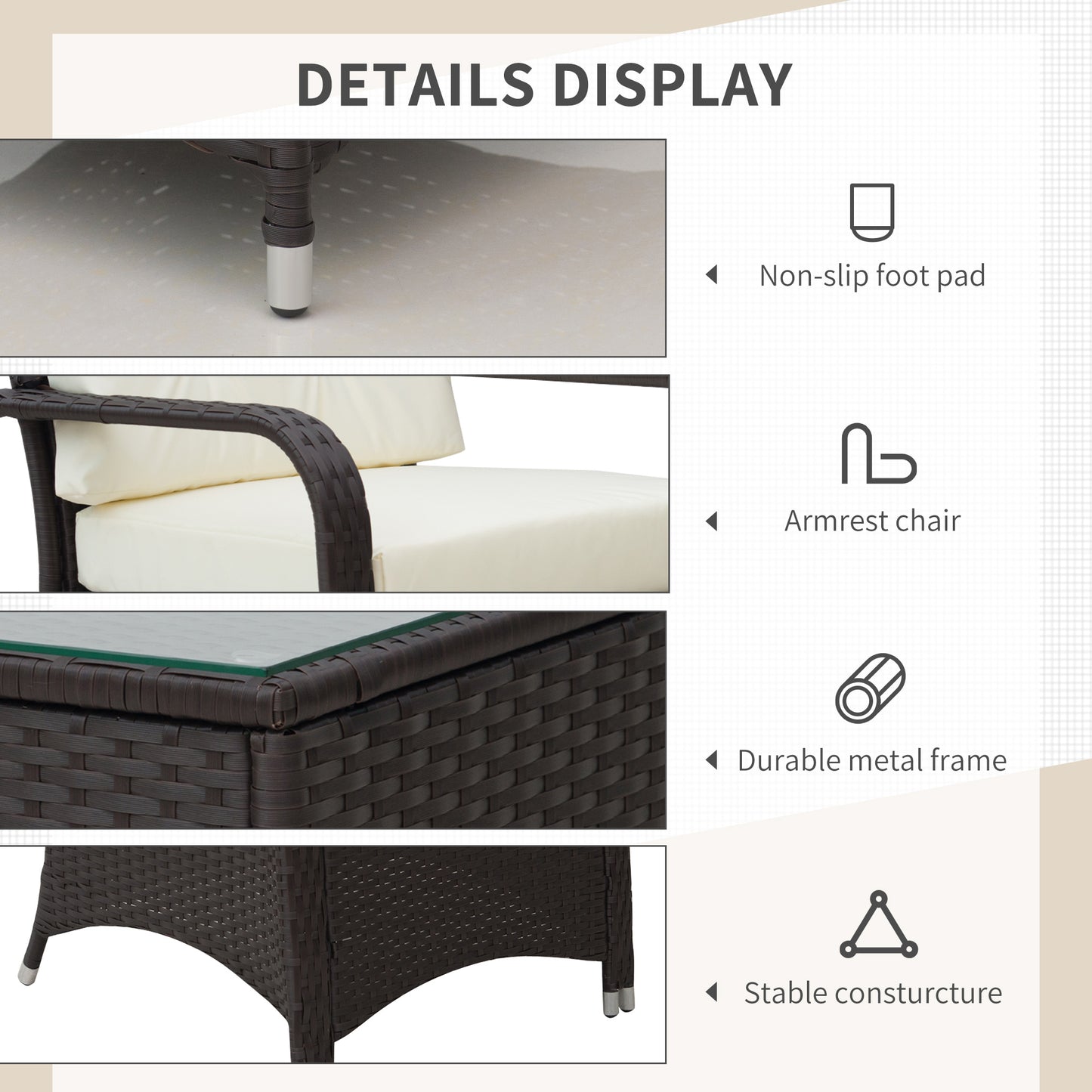 3 Pieces Rattan Bistro Set with Furniture Cover
