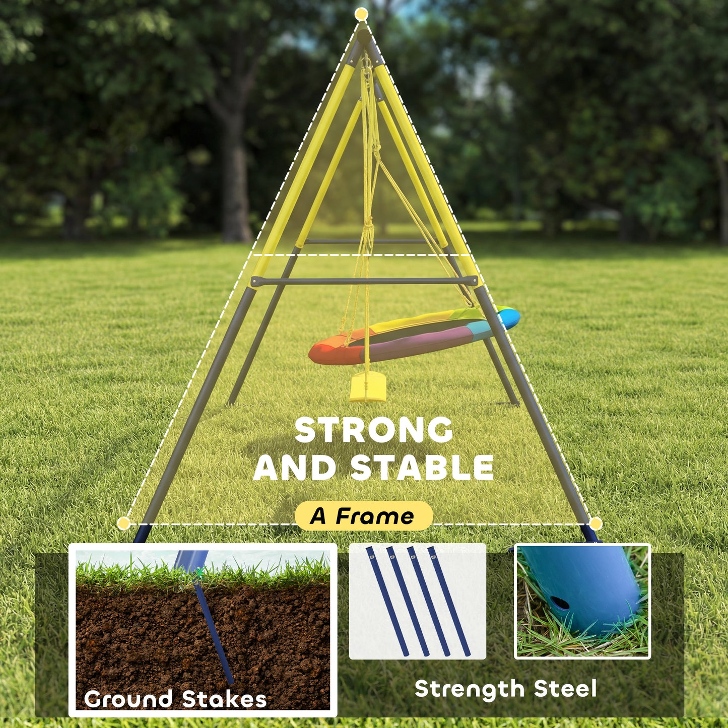 Kids Swing Set with Double Swings
