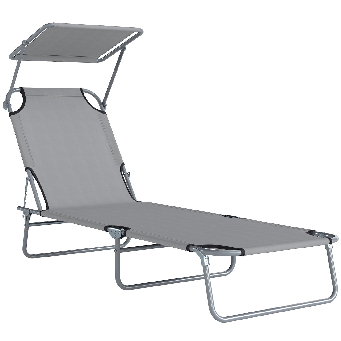 Folding Sun Lounger with Canopy