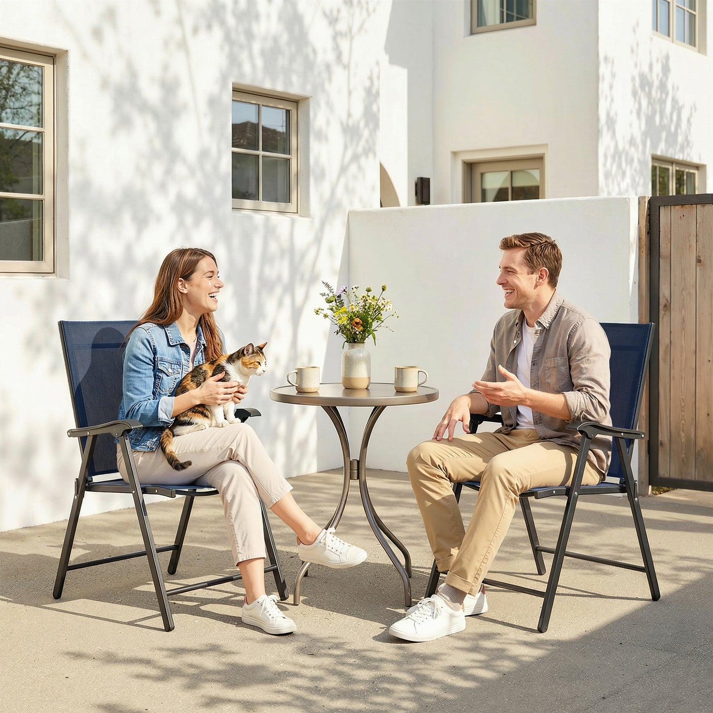 Folding Garden Chairs , Foldable Garden Dining Chairs with High Back