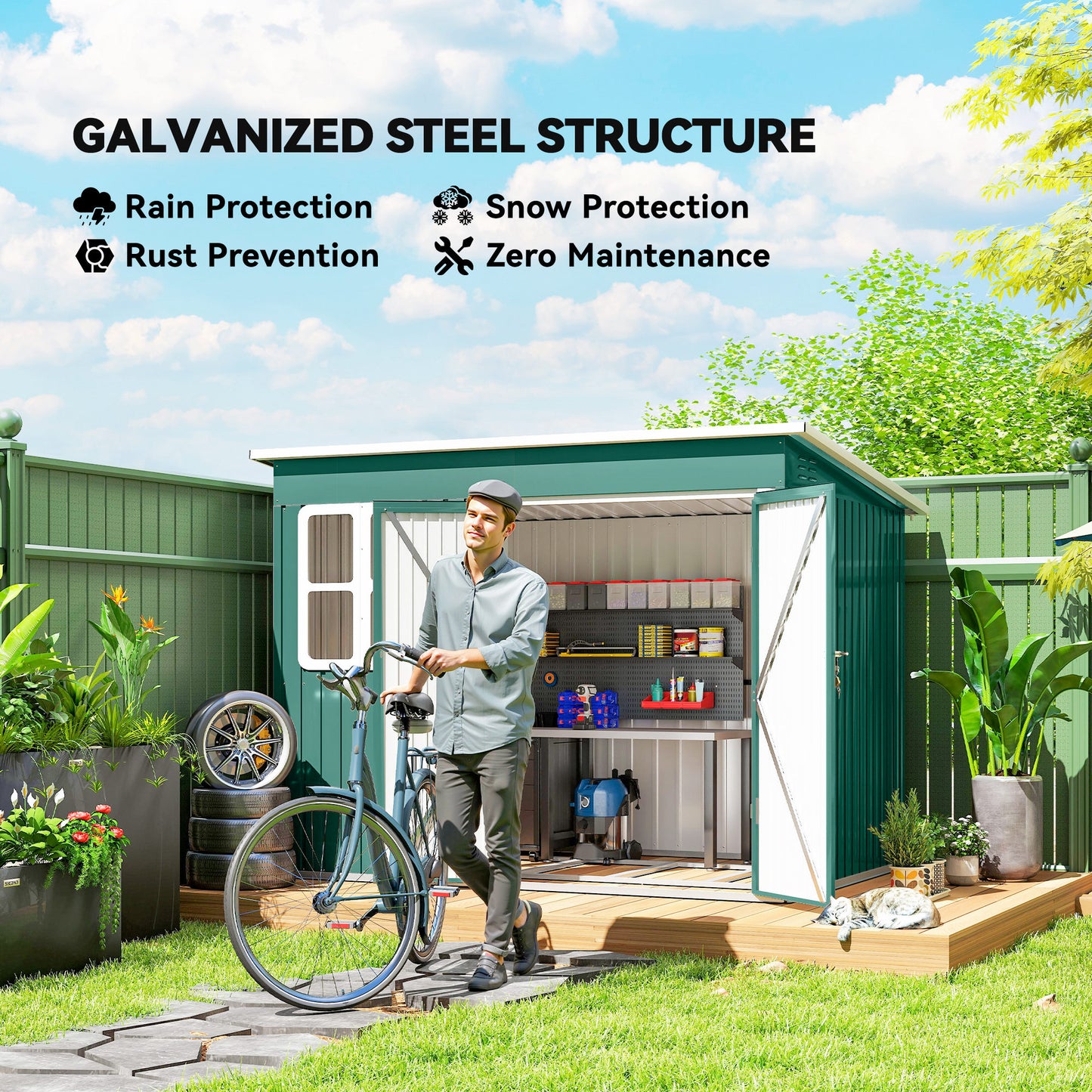 8.5 x 6ft Storage Shed Galvanised Steel Garden Shed