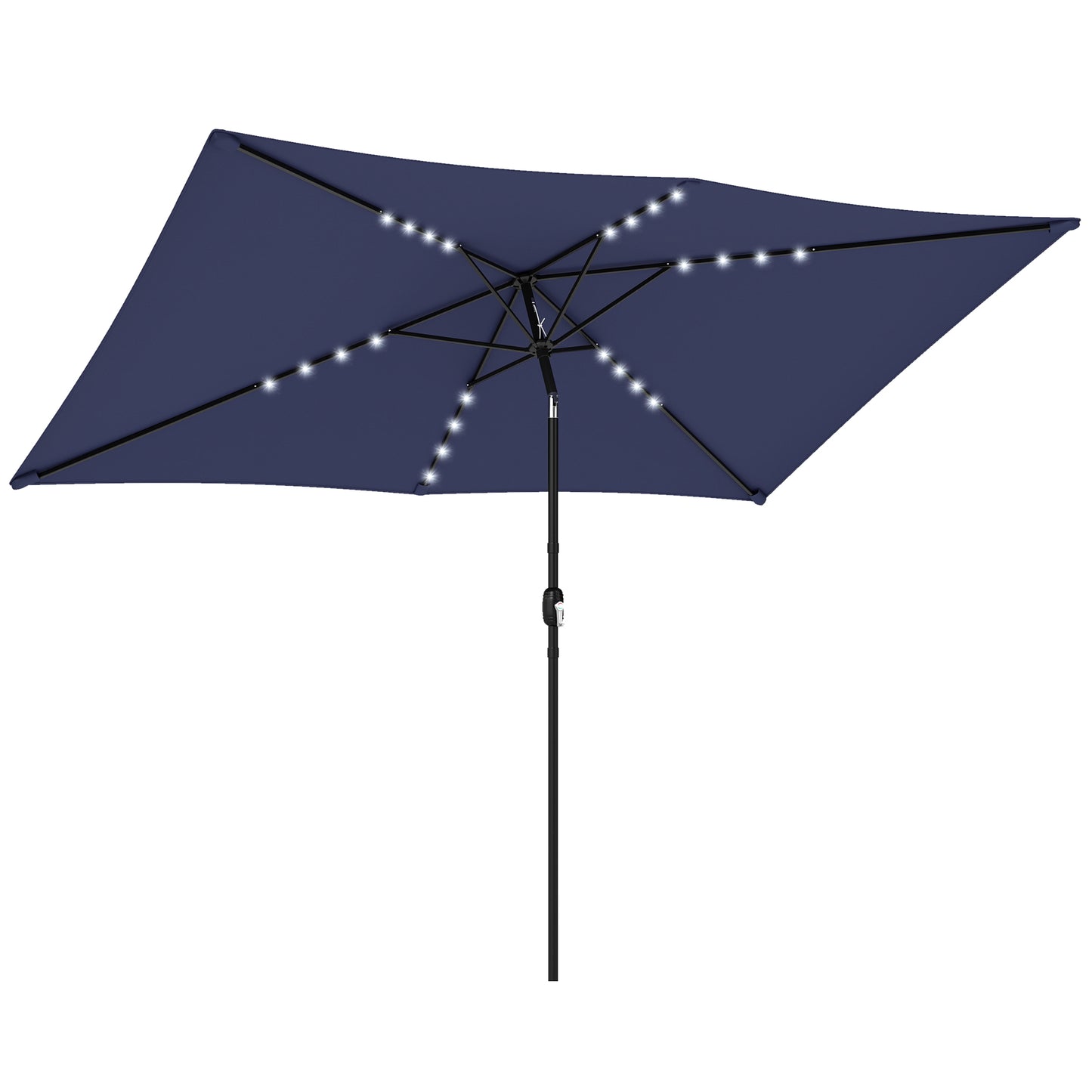 3 x 2 m Garden Parasol Umbrella with LED Solar Light, Parasol Cover