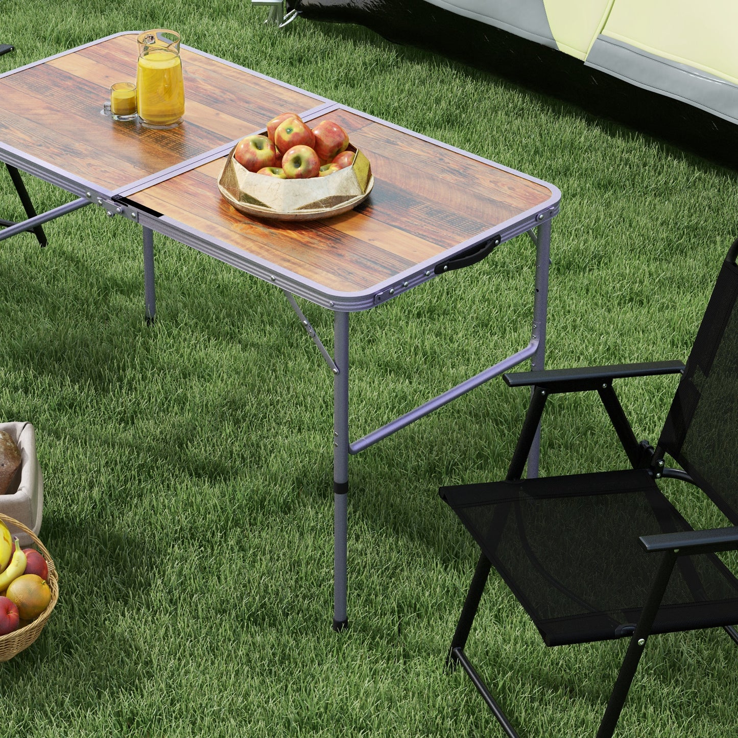 3ft Folding Camping Table Height Adjustable Aluminium Outdoor