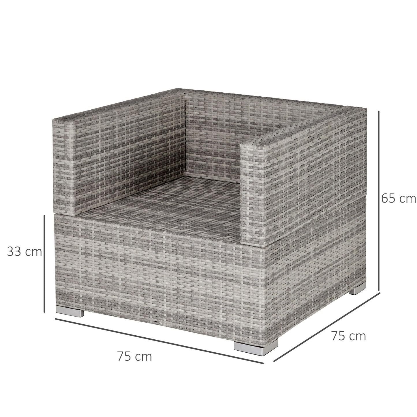 Single Seater Rattan Chair Sofa with Padded Cushions