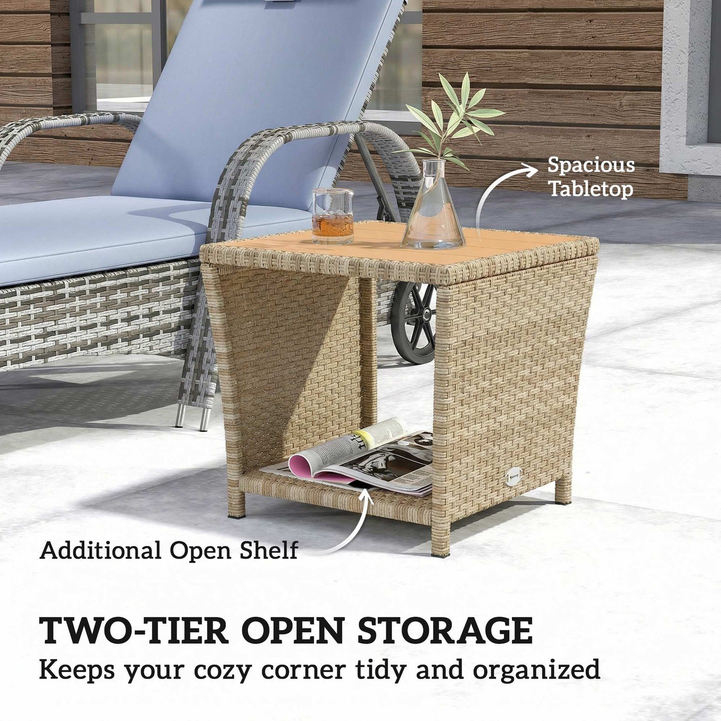 Side Table 2-Tier Outdoor Coffee Table