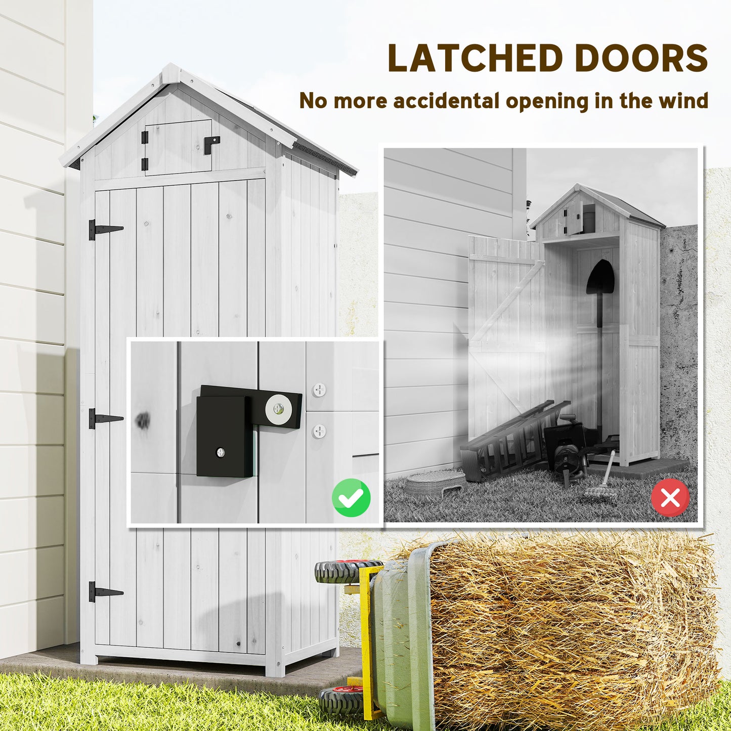 Small Shed, Tall Slim Wooden Garden Shed with 3 Removable Shelves