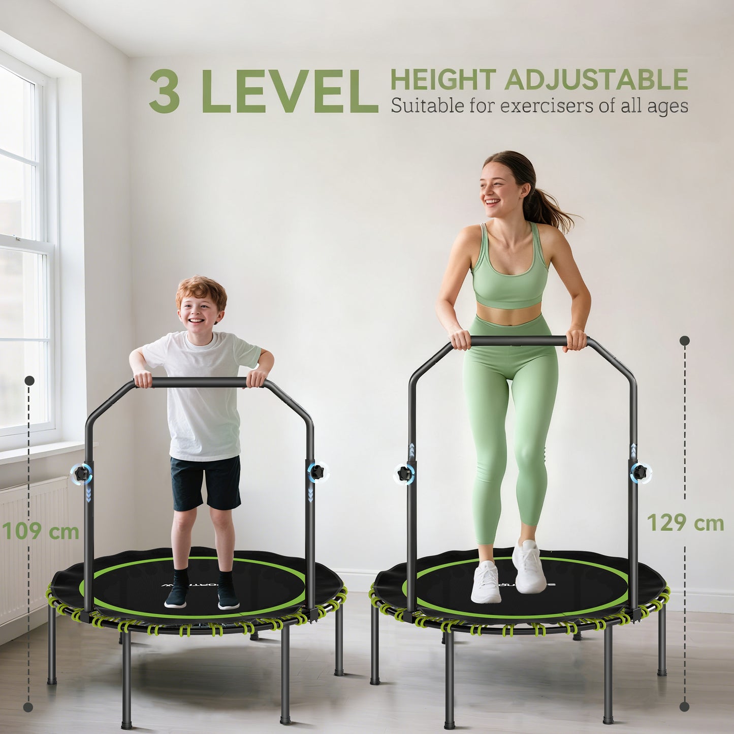 40" Foldable Fitness Trampoline Rebounder with Handle