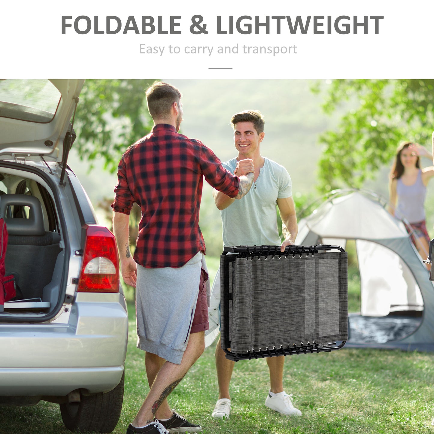 Portable Sun Lounger, Folding Camping Bed Cot
