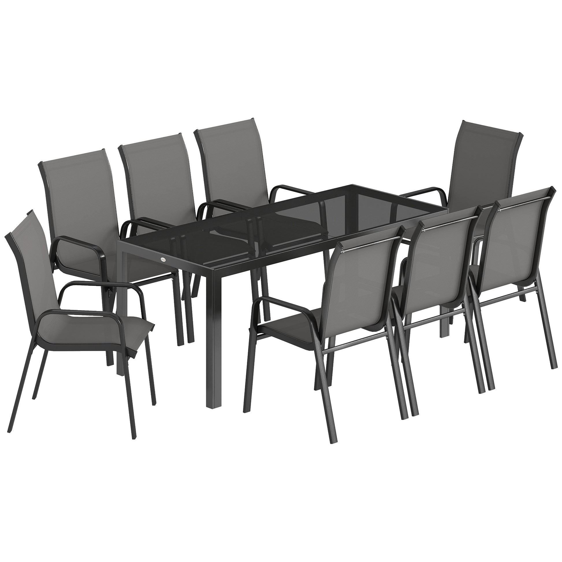 9 Pieces Garden Dining Set, Outdoor Table and Chairs Set for 8