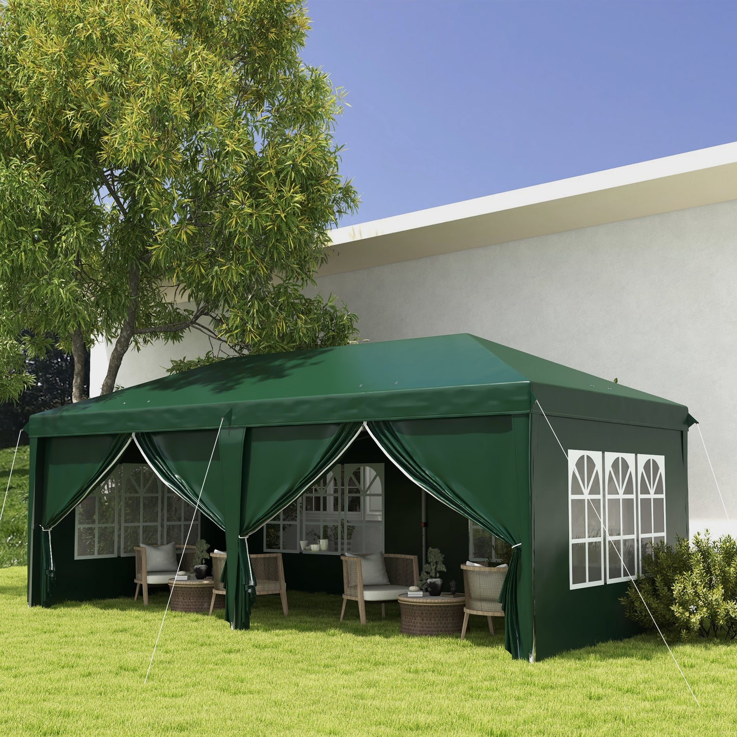 3 x 6m Pop-Up Gazebo, with Curtain Walls and Windows