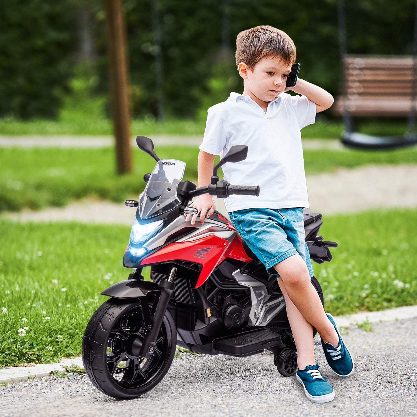 12V Honda Licensed Kids Electric Motorbike w/ Music, Safety lights