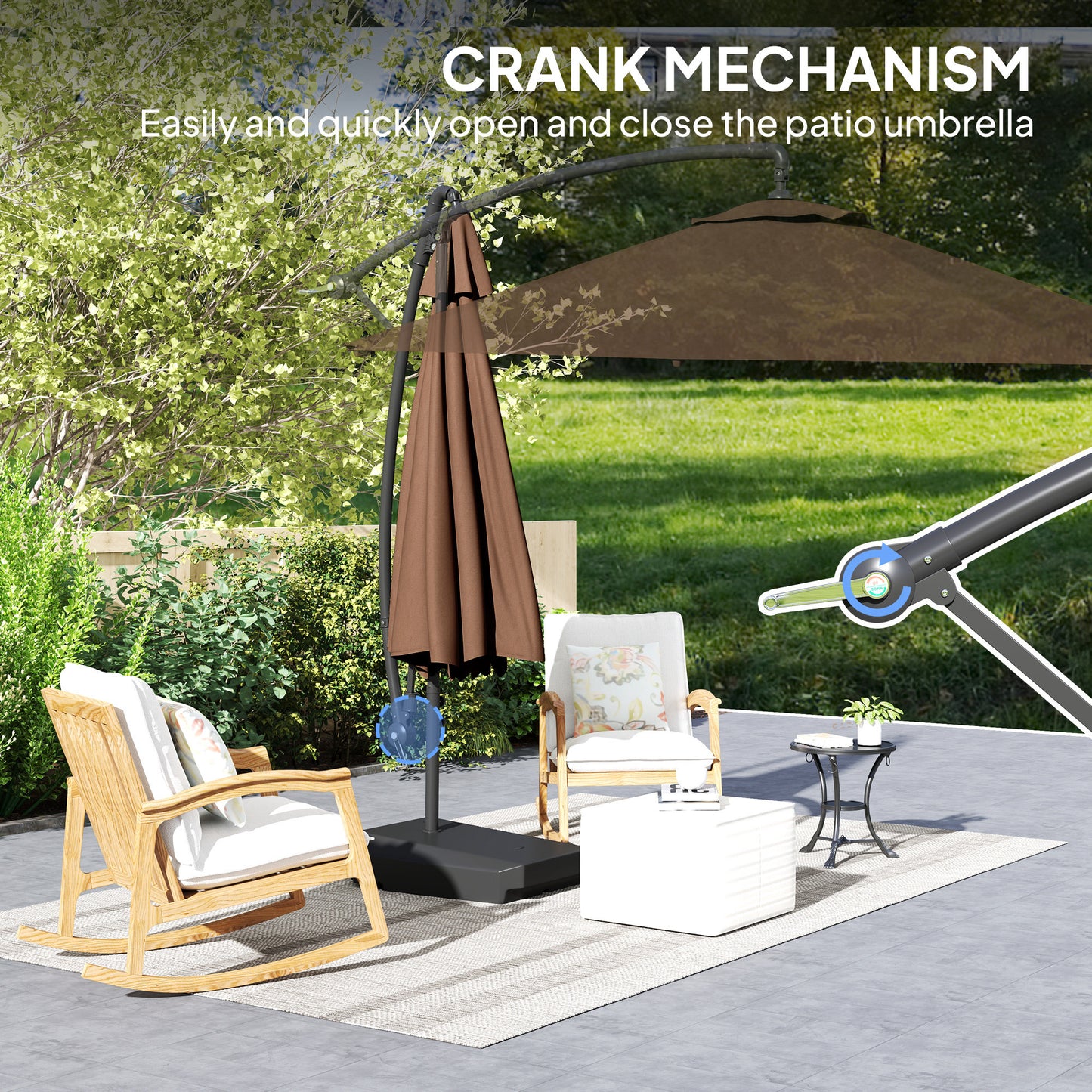 3(m) Garden Cantilever Parasol with Fillable Base up to 90kg