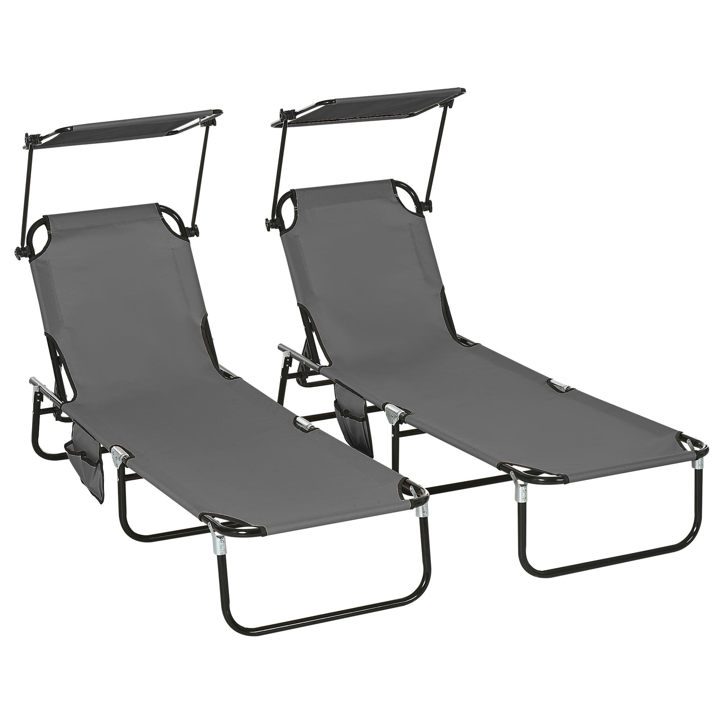 Set of Two Folding Sun Loungers