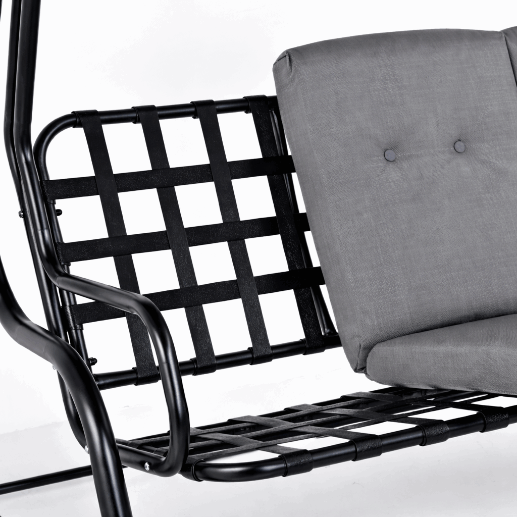 Outdoor 3-person Metal Porch Swing Chair Bench