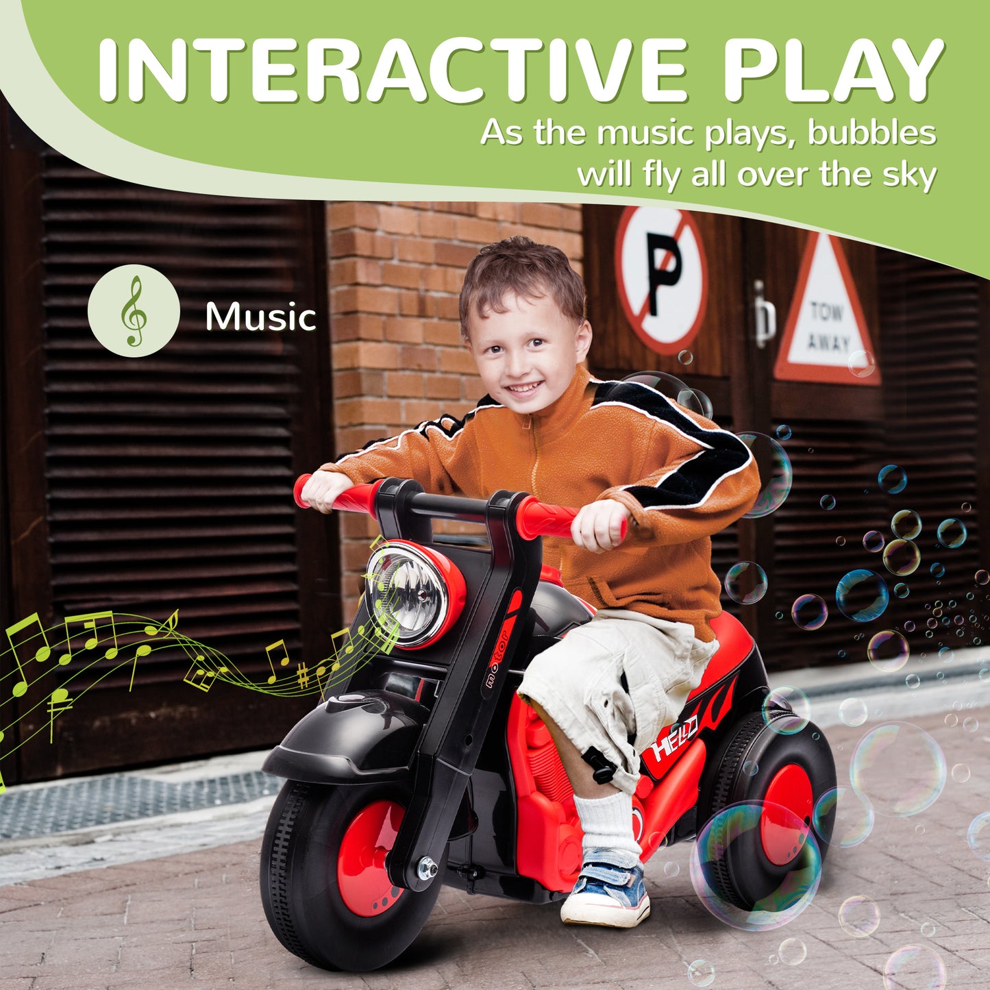 Foot To Floor Sliding Kids Ride On Car with Music, Bubble