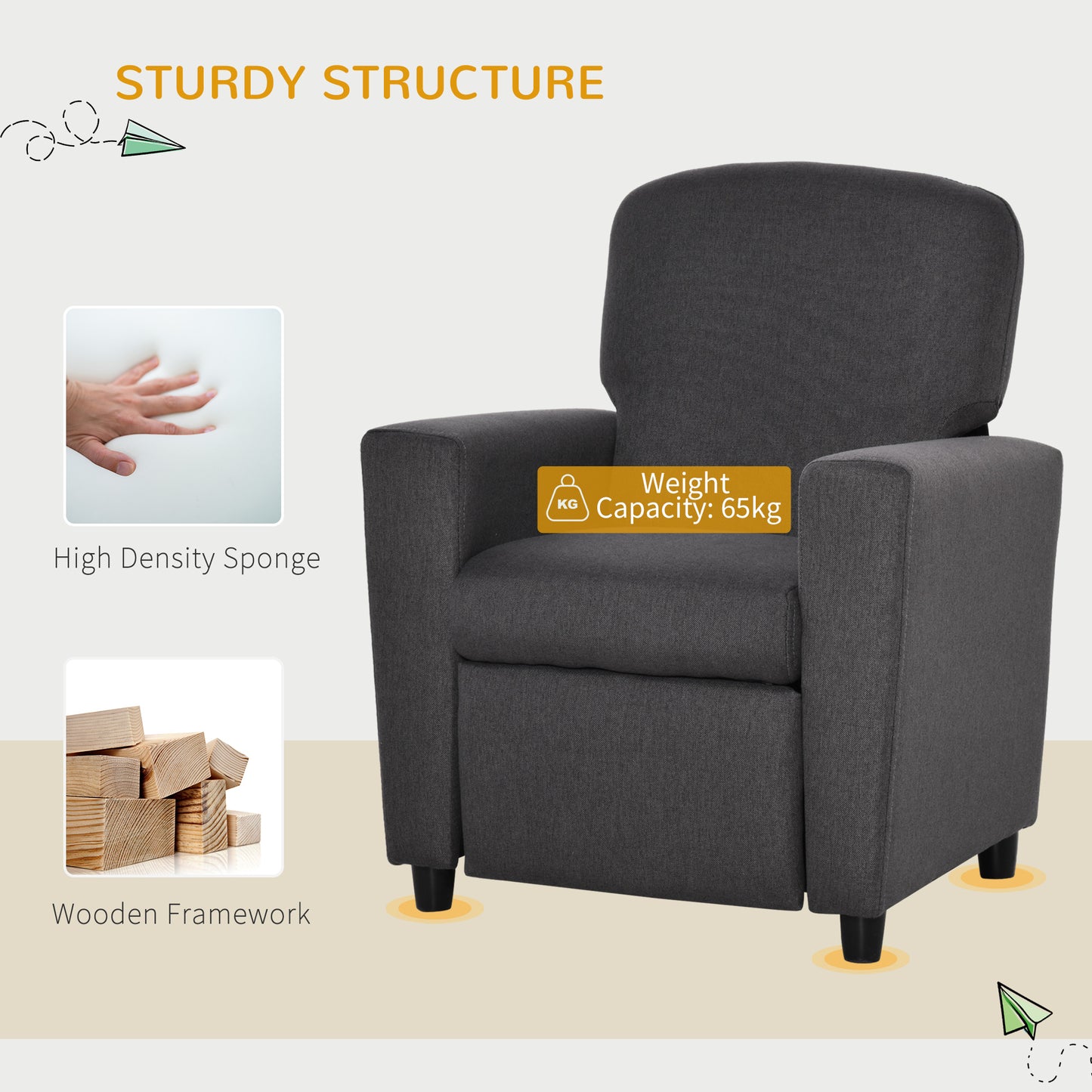 2 in 1 design Kids Sofa Armchair with Footrest