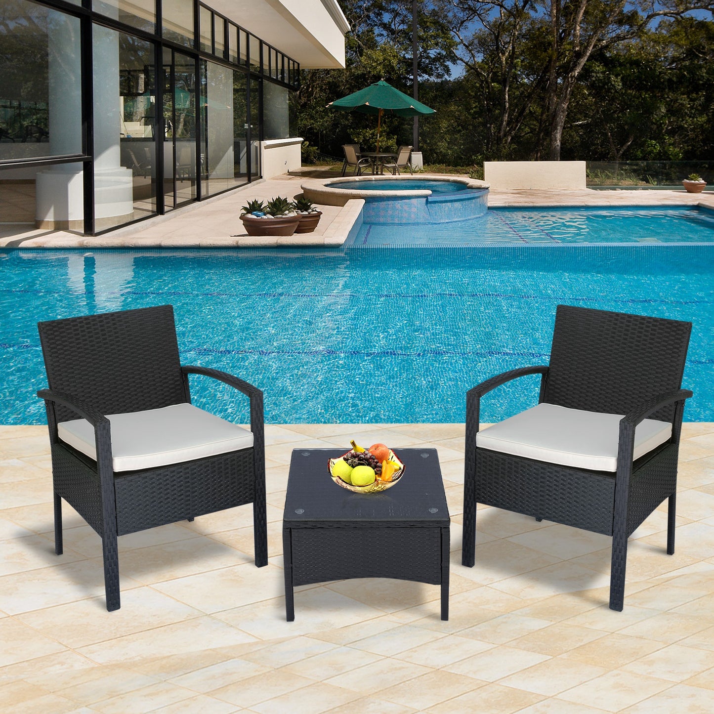 2 Seater Rattan Bistro Set, Steel