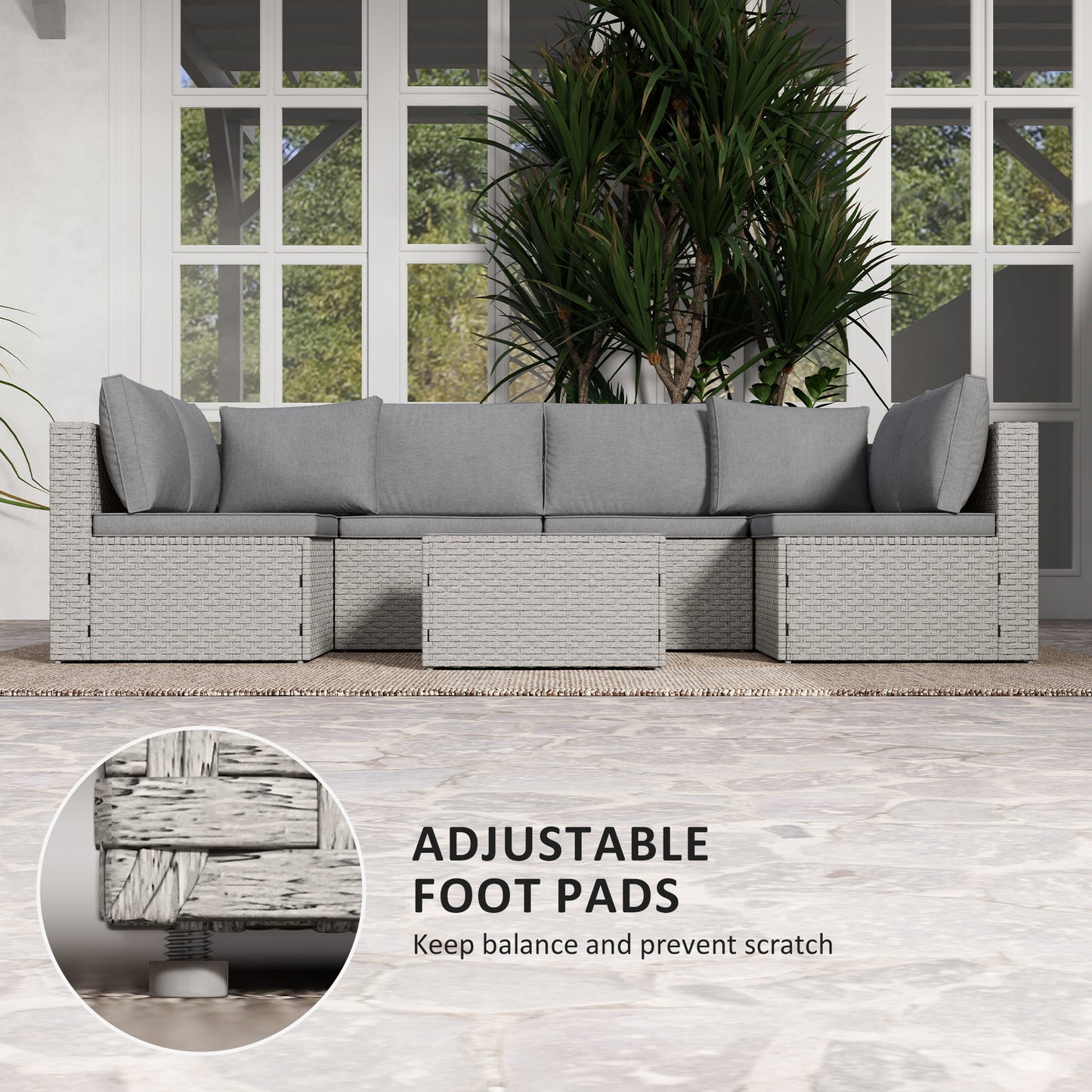 Seven-Piece Modular Rattan Set