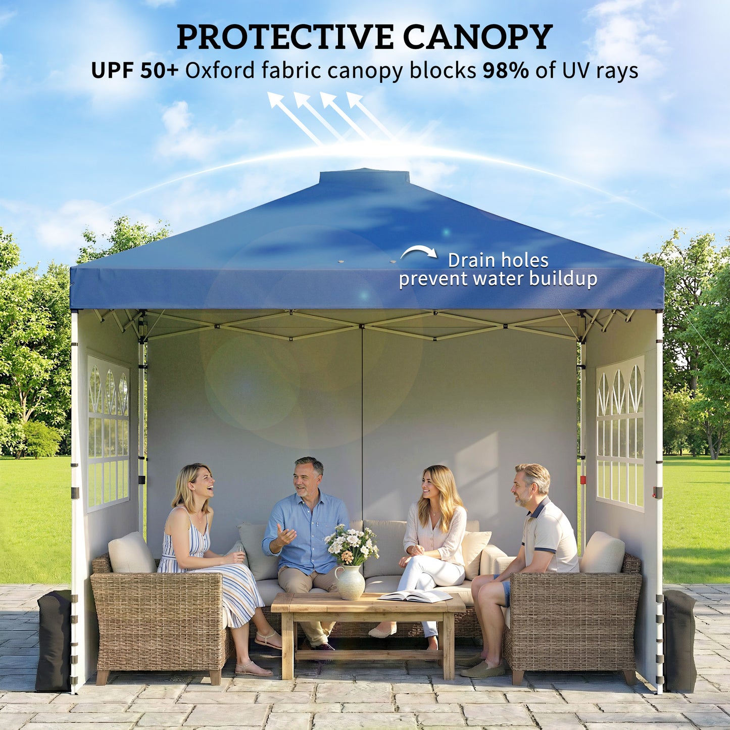 Pop Up Gazebo Waterproof Height Adjustable Canopy