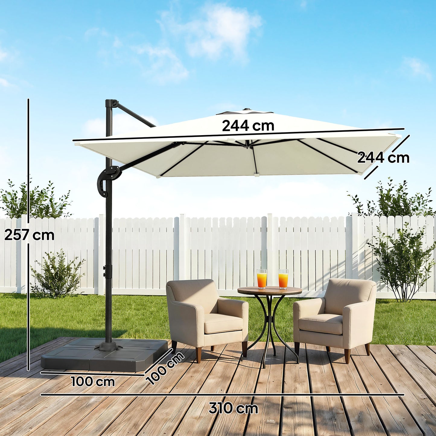 2.4 x 2.4m Cantilever Parasol with Umbrella Weights