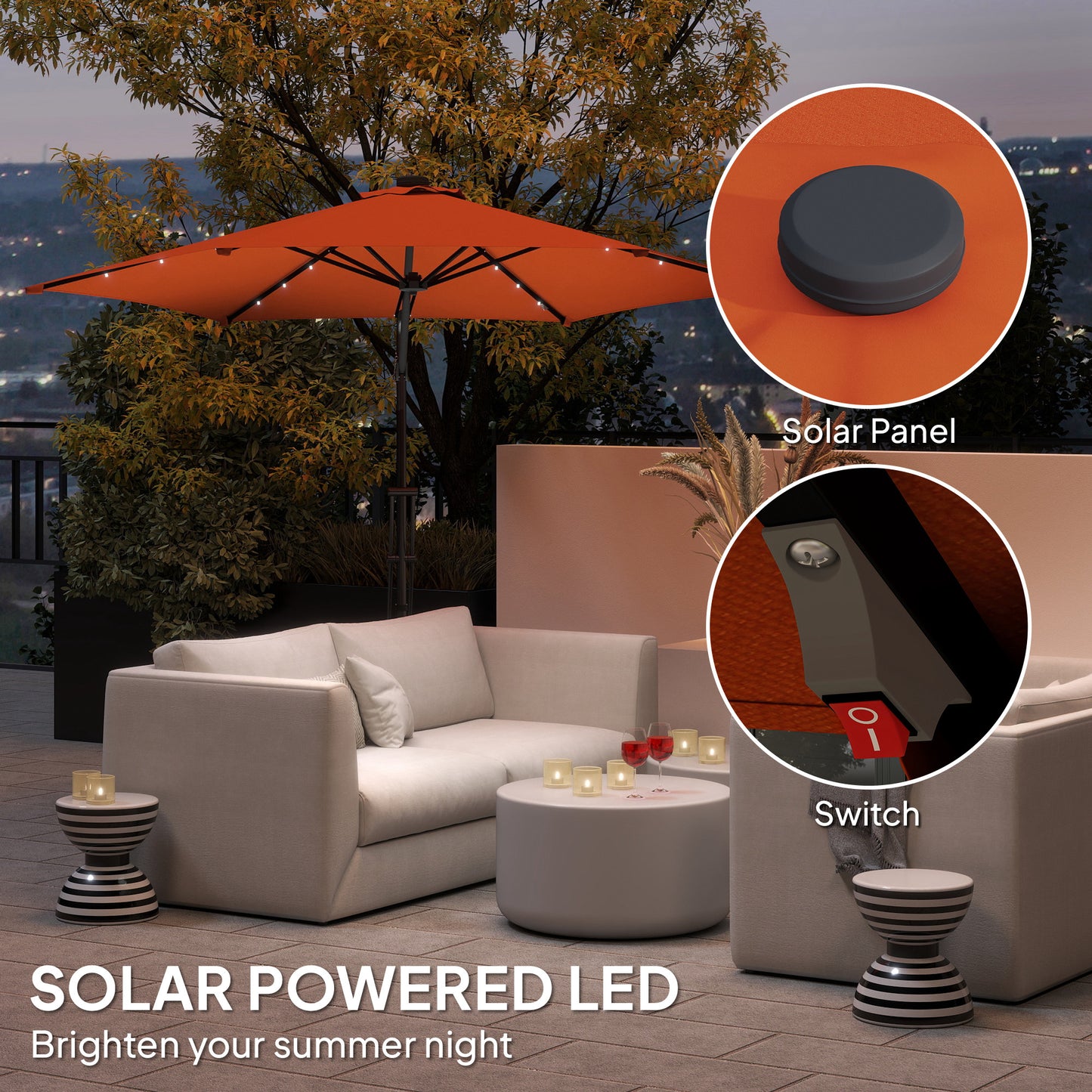 3(m) Solar LED Cantilever Parasol