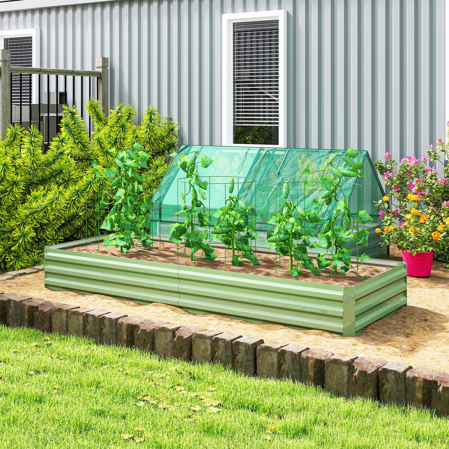 Metal Raised Garden Bed Planter Box Outdoor Planters (2)